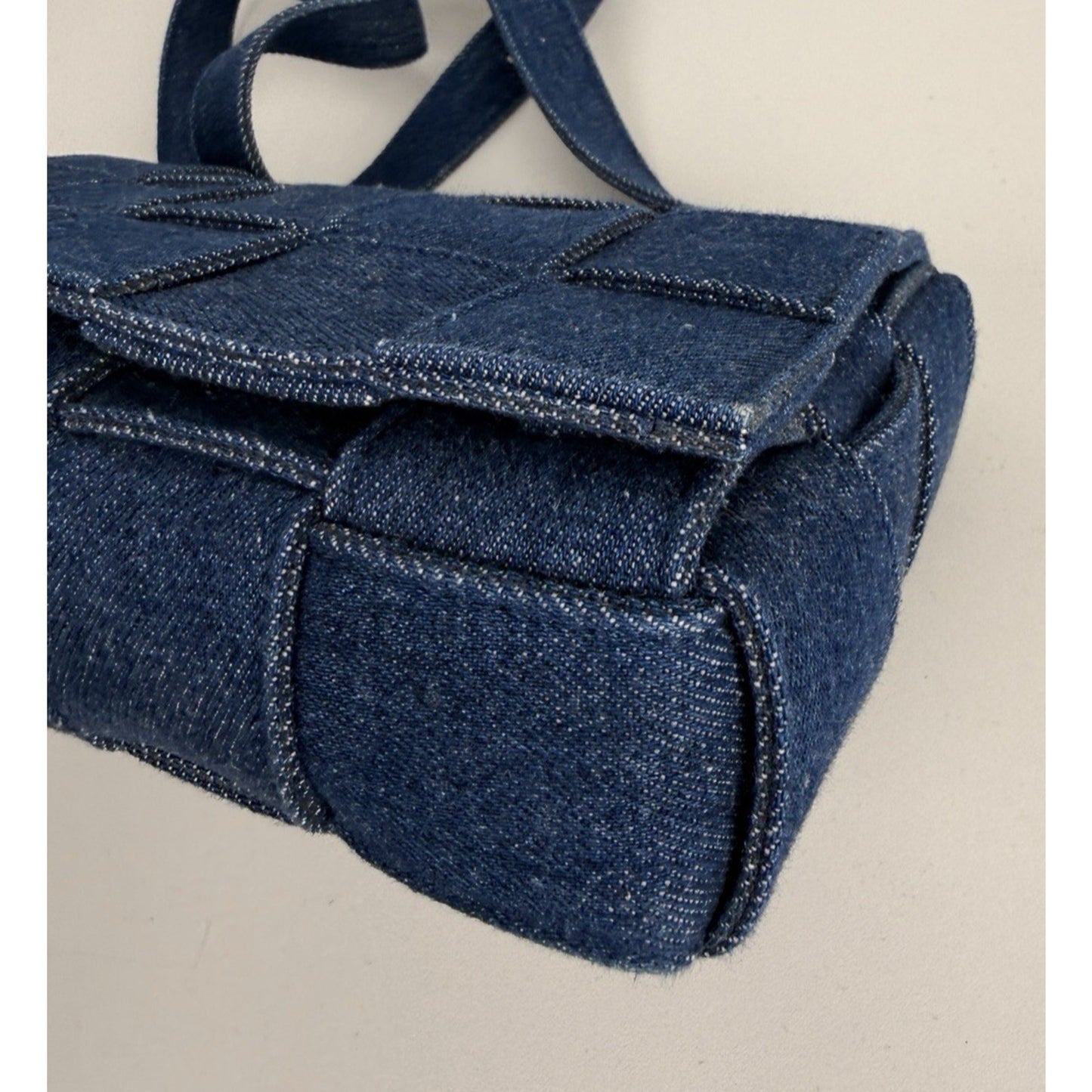 Bottega Veneta Cassette Crossbody Bag in Blue Denim Intrecciato Regular C3
