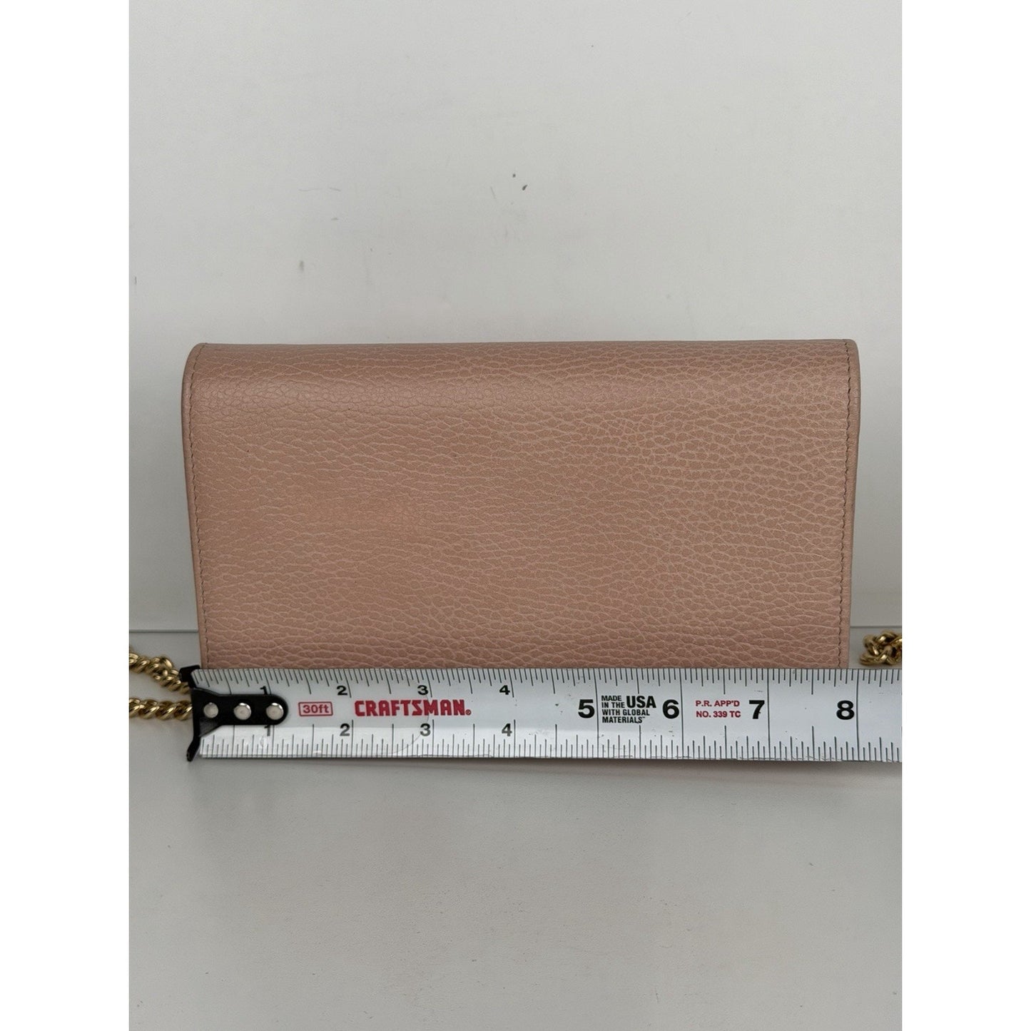 Gucci GG Marmont Leather Wallet on Chain Distinctive Quilted Pink Leather S07