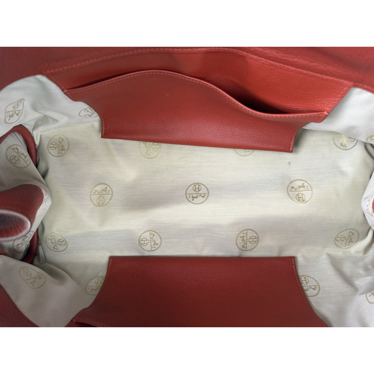 Hermes Clemence Atlas Shoulder Tote Bag 42 in Red Clemence Leather 2009 C-5