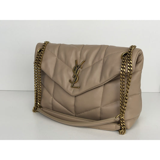 Saint Laurent Toy Puffer Quilted Lambskin Small Shoulder Bag in Beige B1