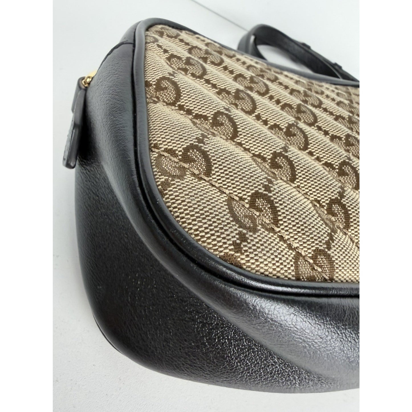 Gucci Marmont Camera Shoulder Bag Small in GG Canvas & Black Leather S04