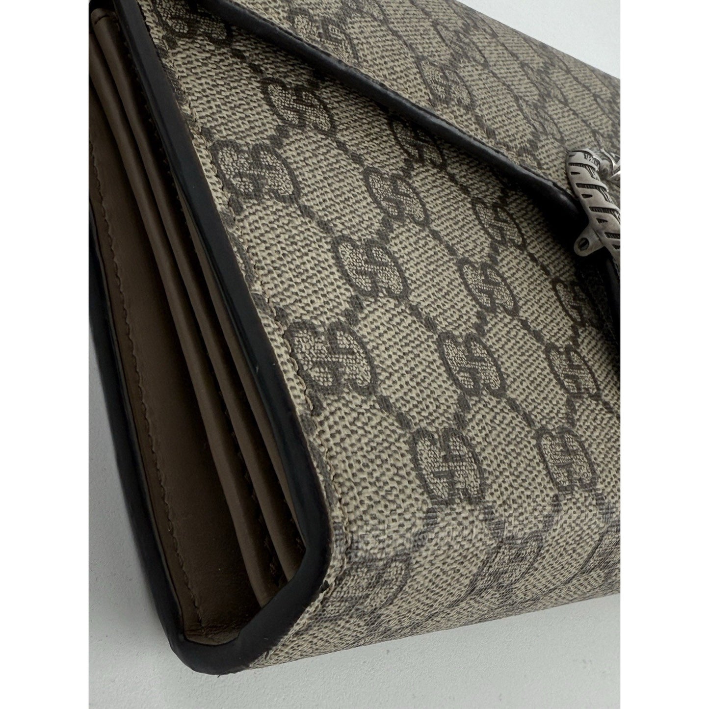 GUCCI Dionysus Supreme Canvas Wallet on Chain Crossbody Bag in Beige/Ebony