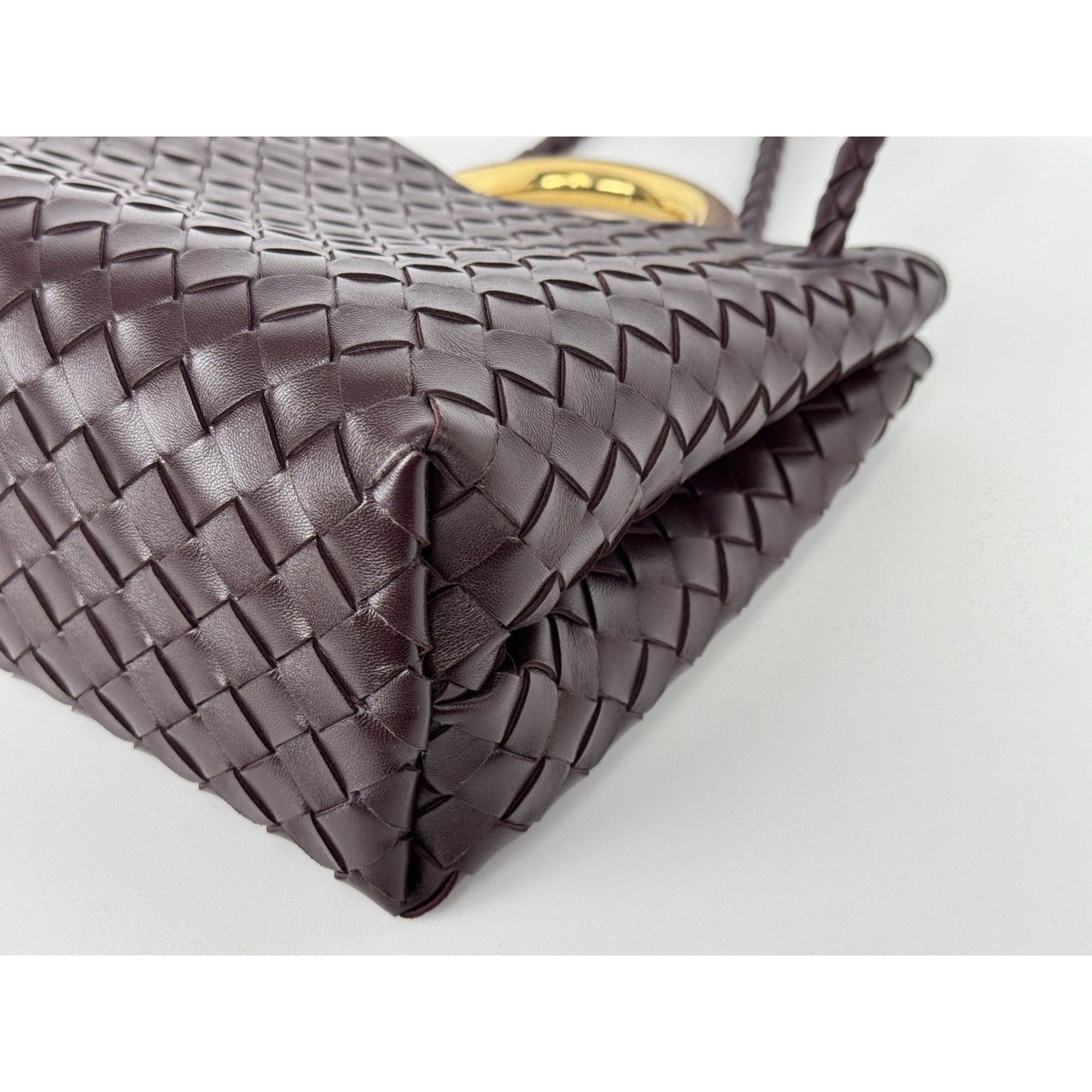 Bottega Veneta Intrecciato Leather Top Handle Bag – Burgundy Gold Hardware C-1