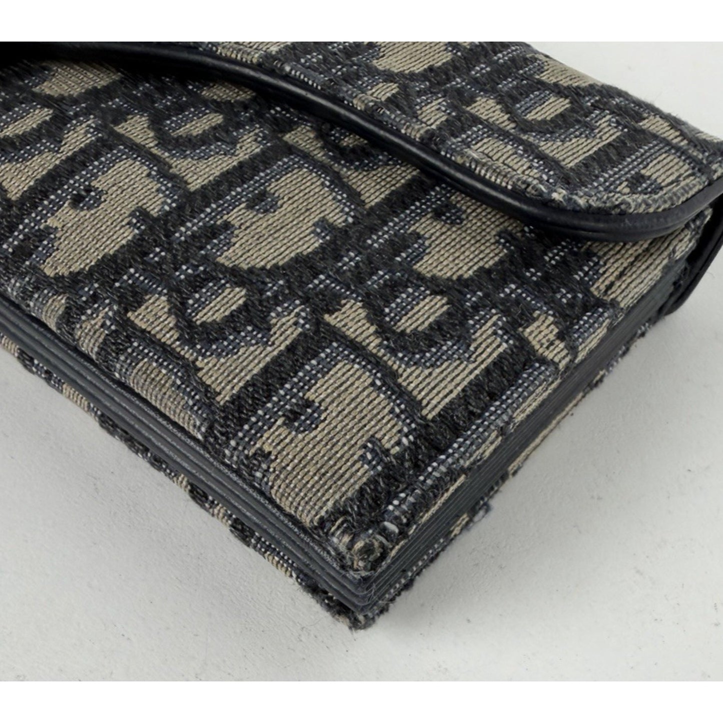 Christian Dior Saddle Lotus Card Holder Wallet in Blue Oblique Jacquard K-3