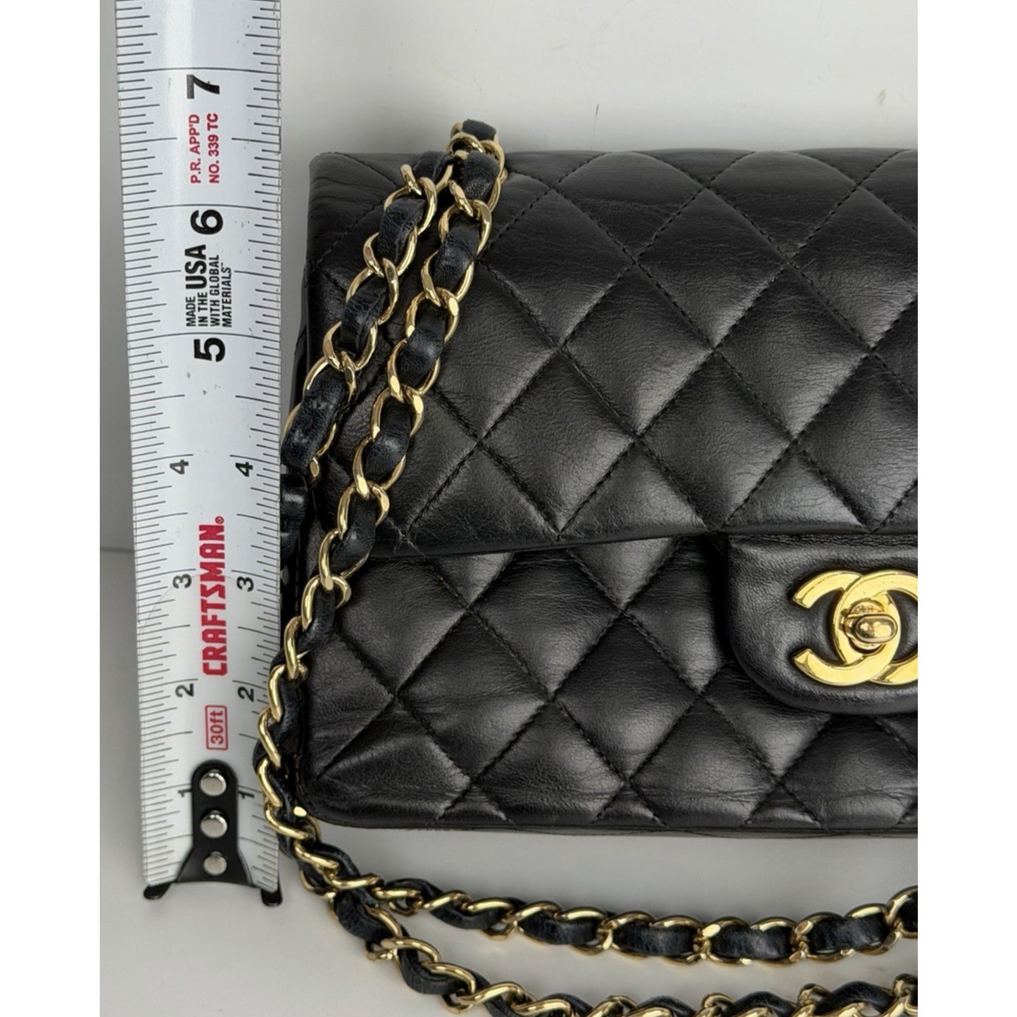 CHANEL Shoulder Bag Double Flap Small Black Quilted Leather 2009-2010 U2