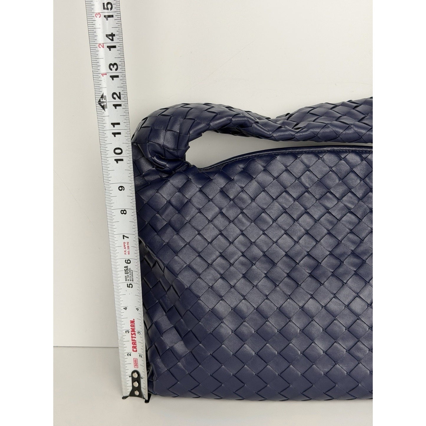 Bottega Veneta Small Hop Hobo Bag in Blue Intrecciato Woven Lambskin Leather D5