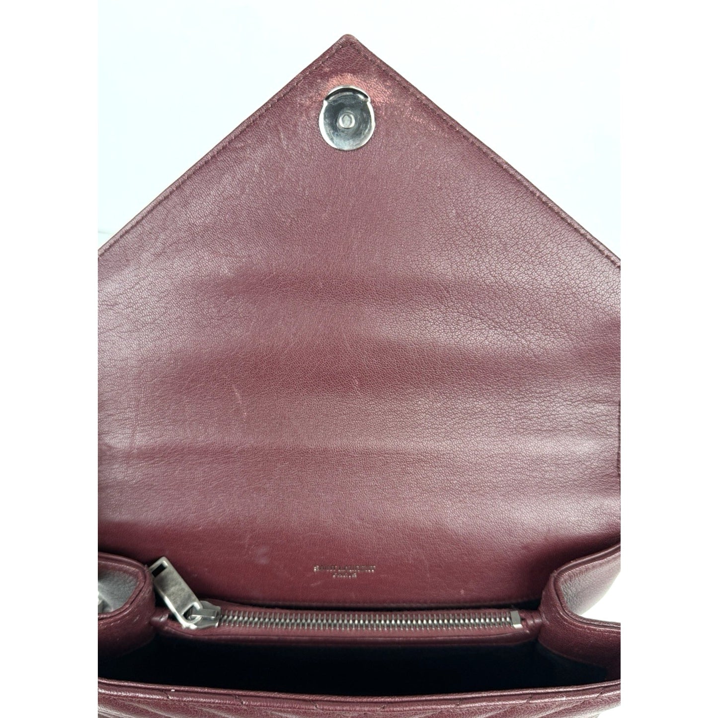 Saint Laurent Medium College Bag in Burgundy Quilted Leather D2
