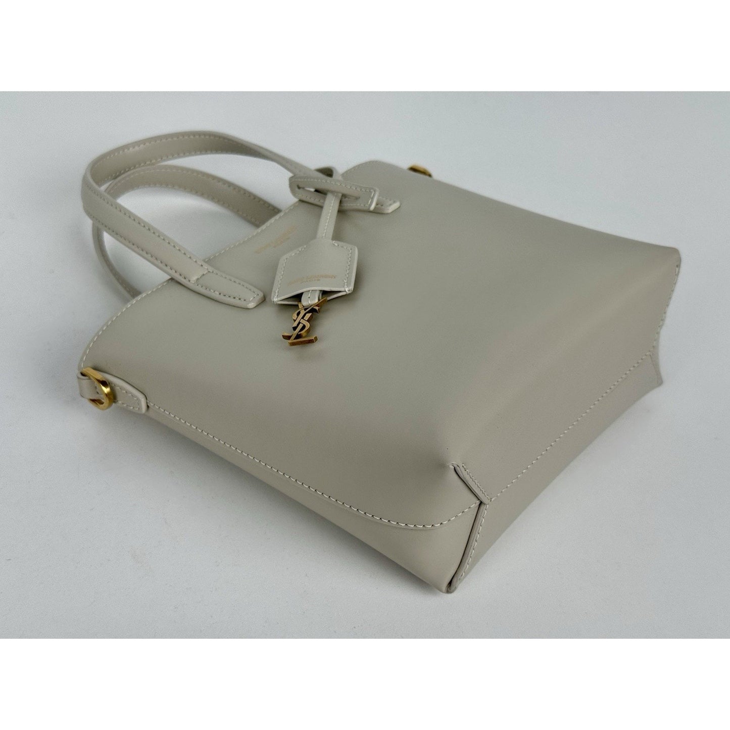 Saint Laurent Mini Toy Shopping Tote Cream Leather Bag (3)