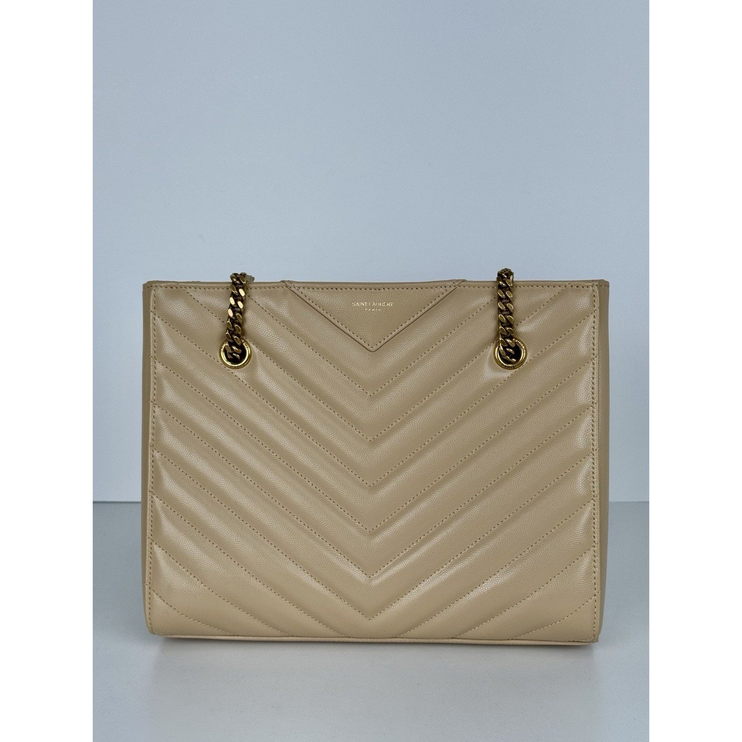 Saint Laurent Tribeca Shopping Tote Beige Grain De Poudre Leather C-9