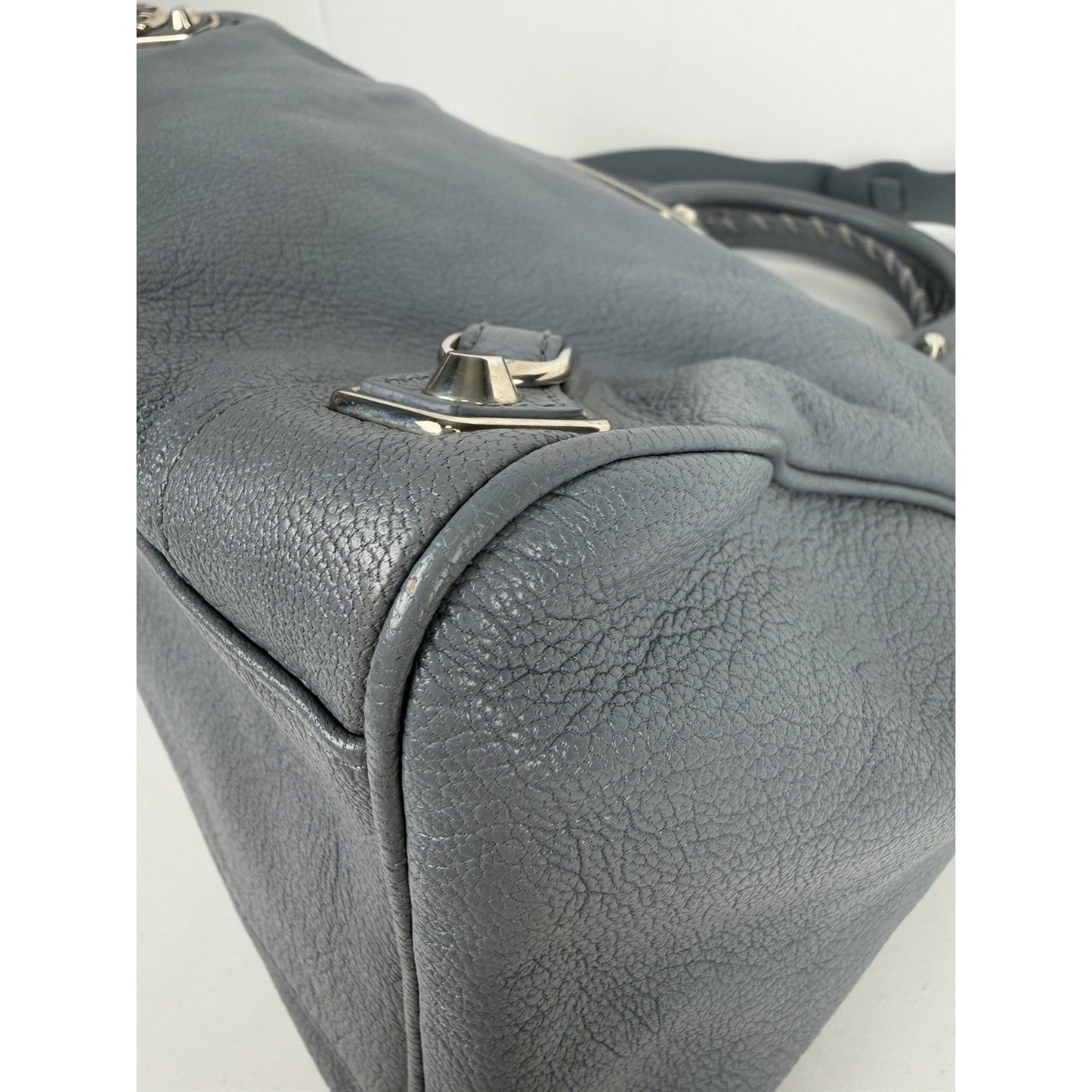 Balenciaga Motocross Classic City Shoulder Bag Medium in Grey Leather S