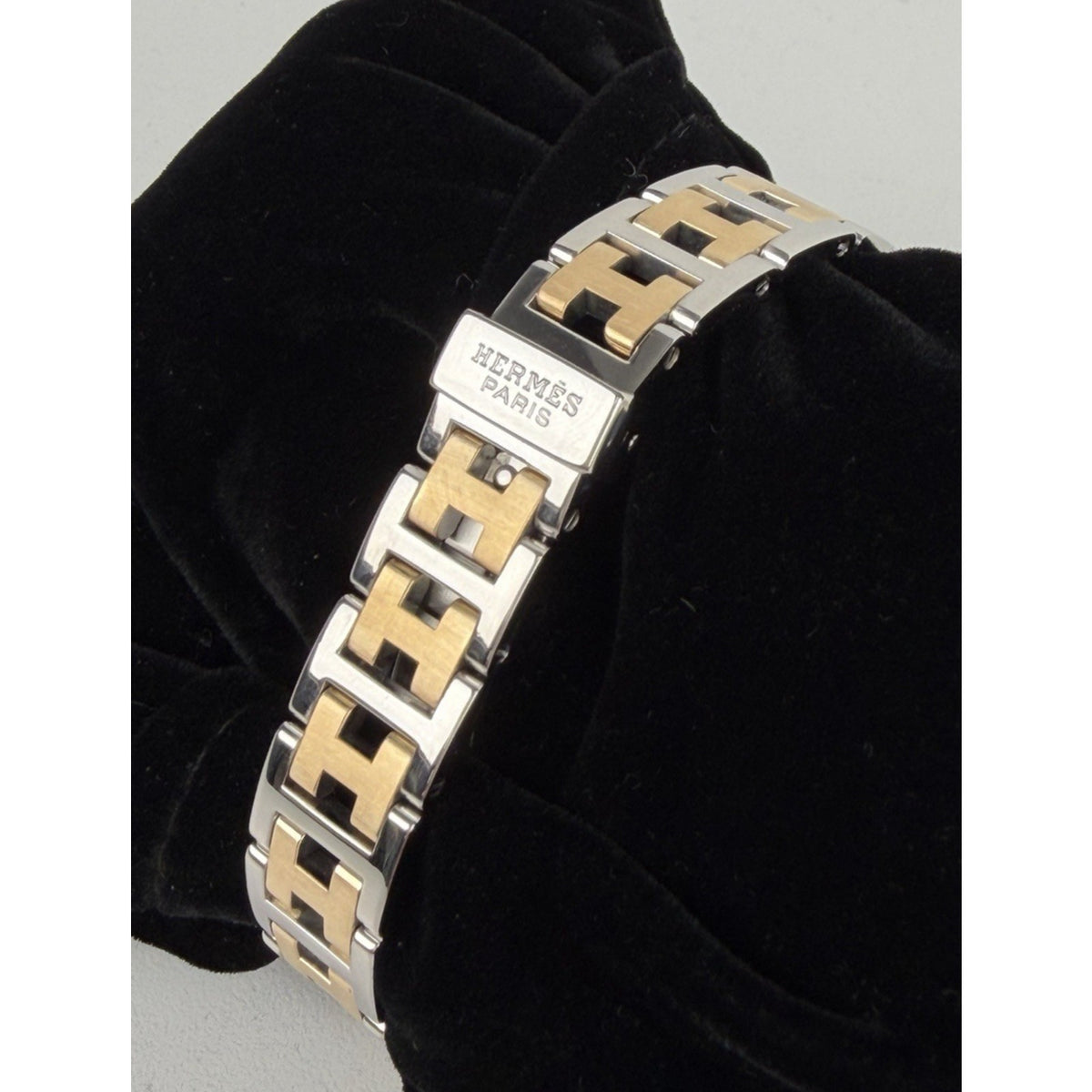 Hermes Two-Tone Stainless Steel Clipper Classique PM Watch with White Dial
