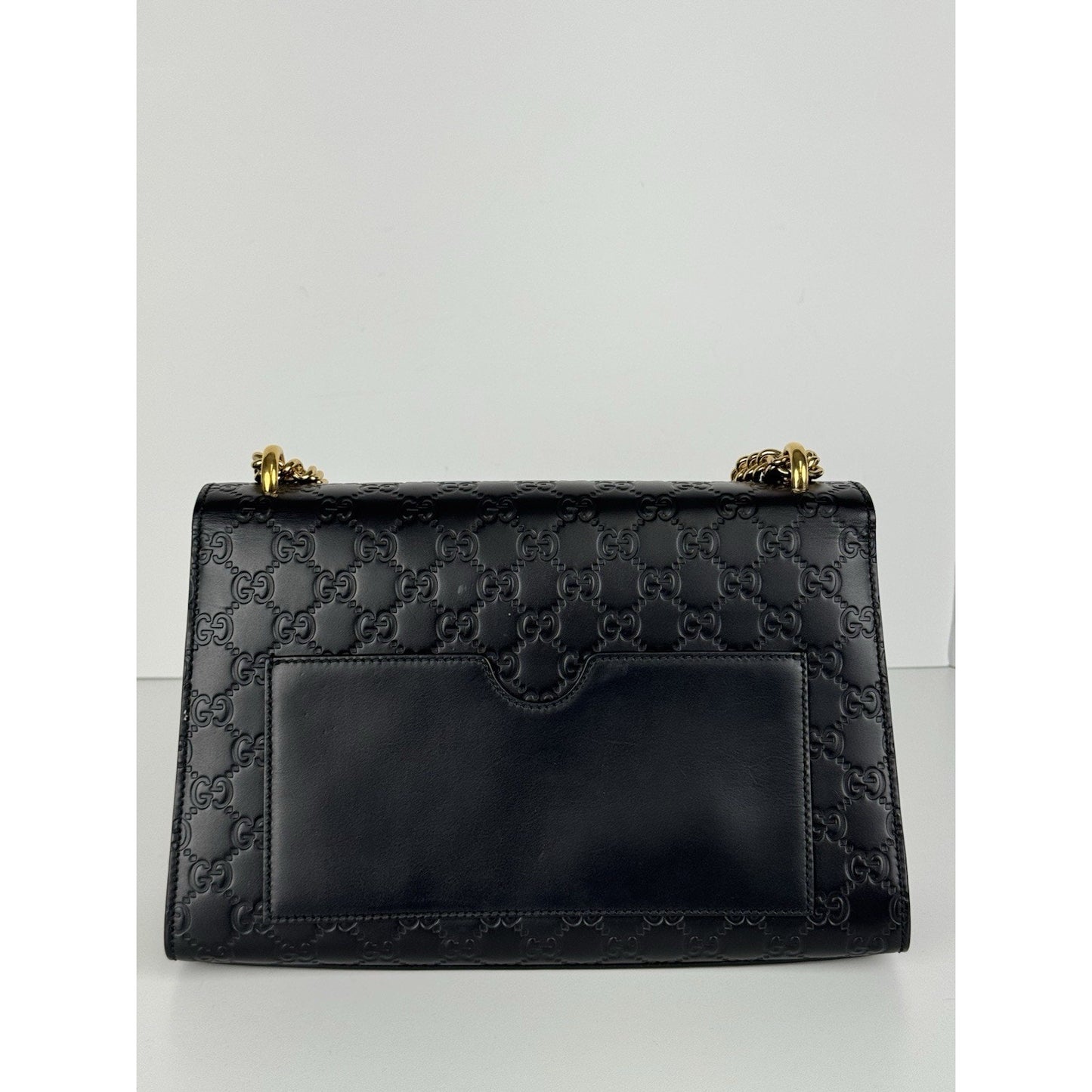 Gucci Padlock Shoulder Bag Black Guccissima Leather with Gold Hardware D-1