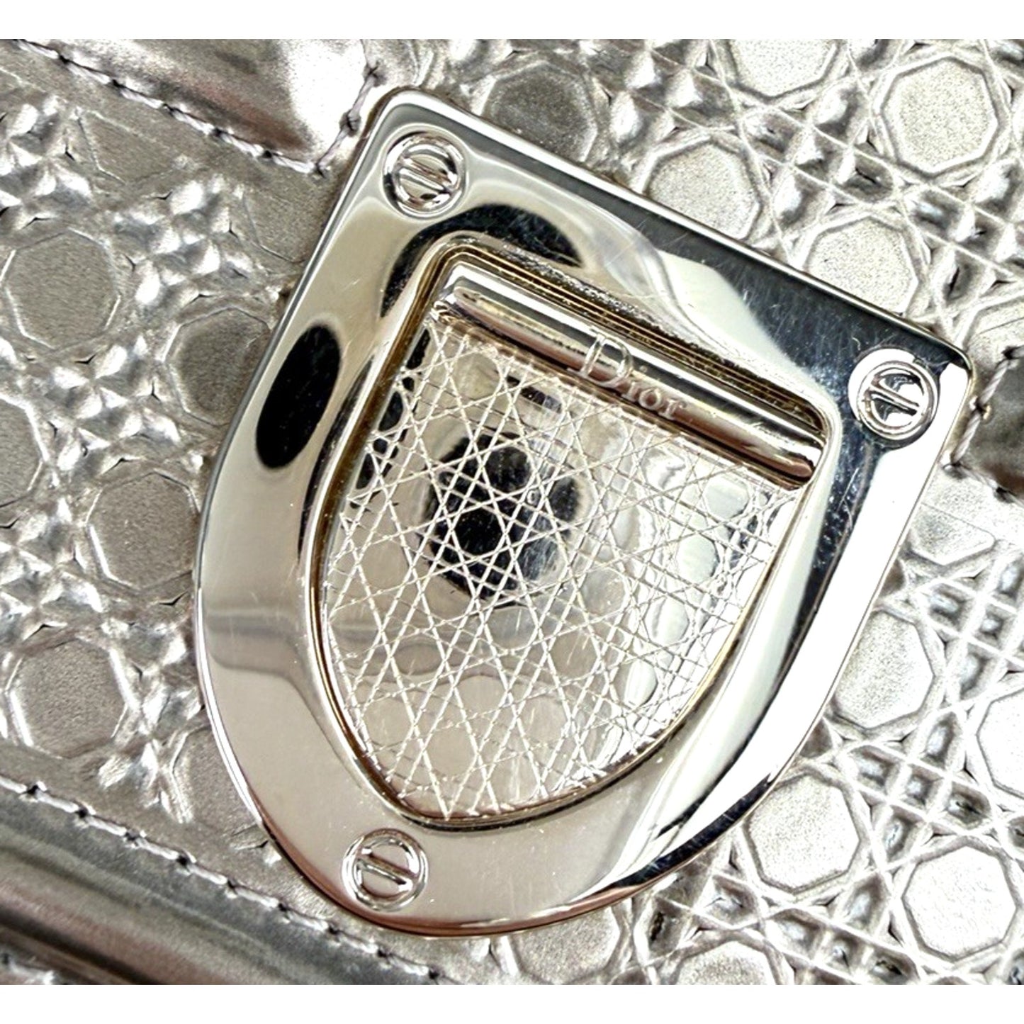 Christian Dior Cannage Diorama Small Wallet on Chain Bag in Metallic Gold S15