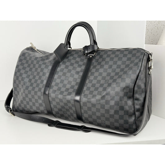Louis Vuitton Keepall Bandouliere 55 Damier Graphite Duffle Bag