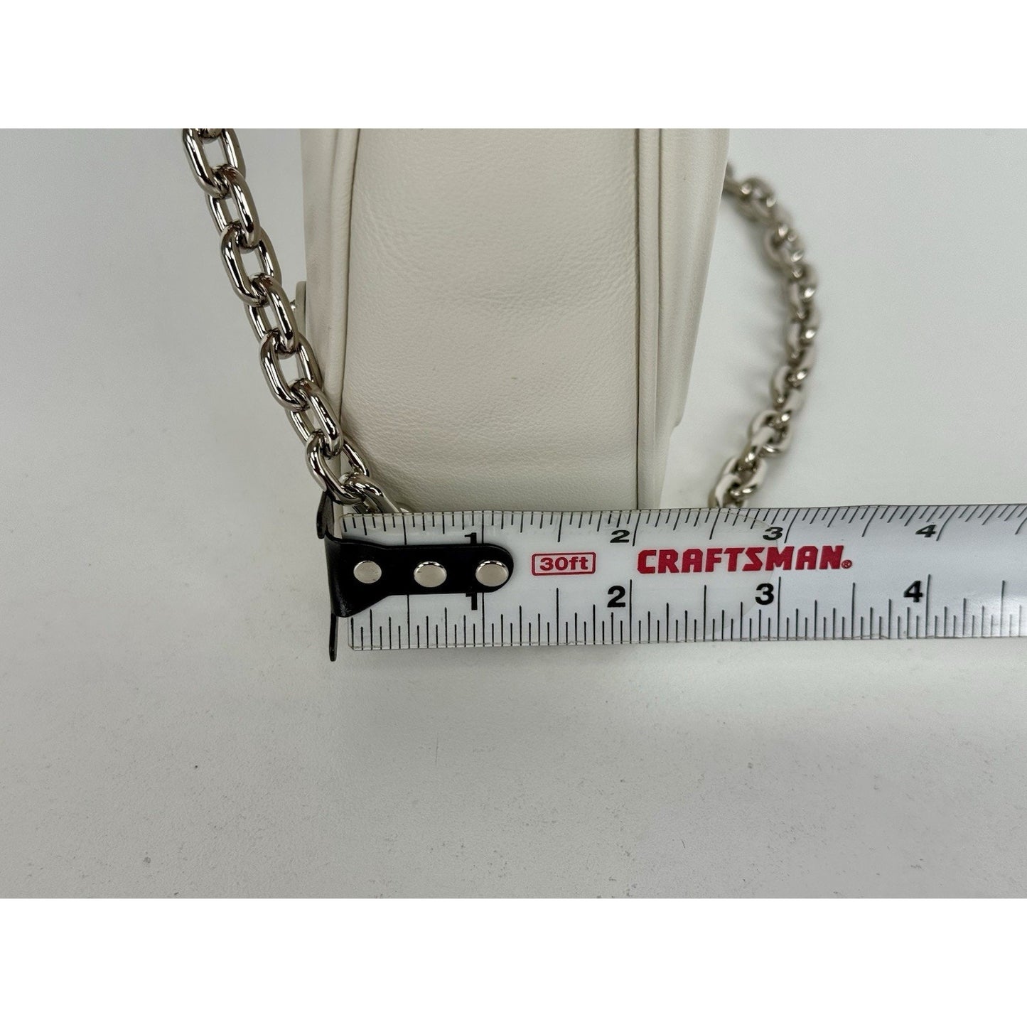 Prada Triangle Logo Shoulder Bag Ivory Leather Silver Hardware