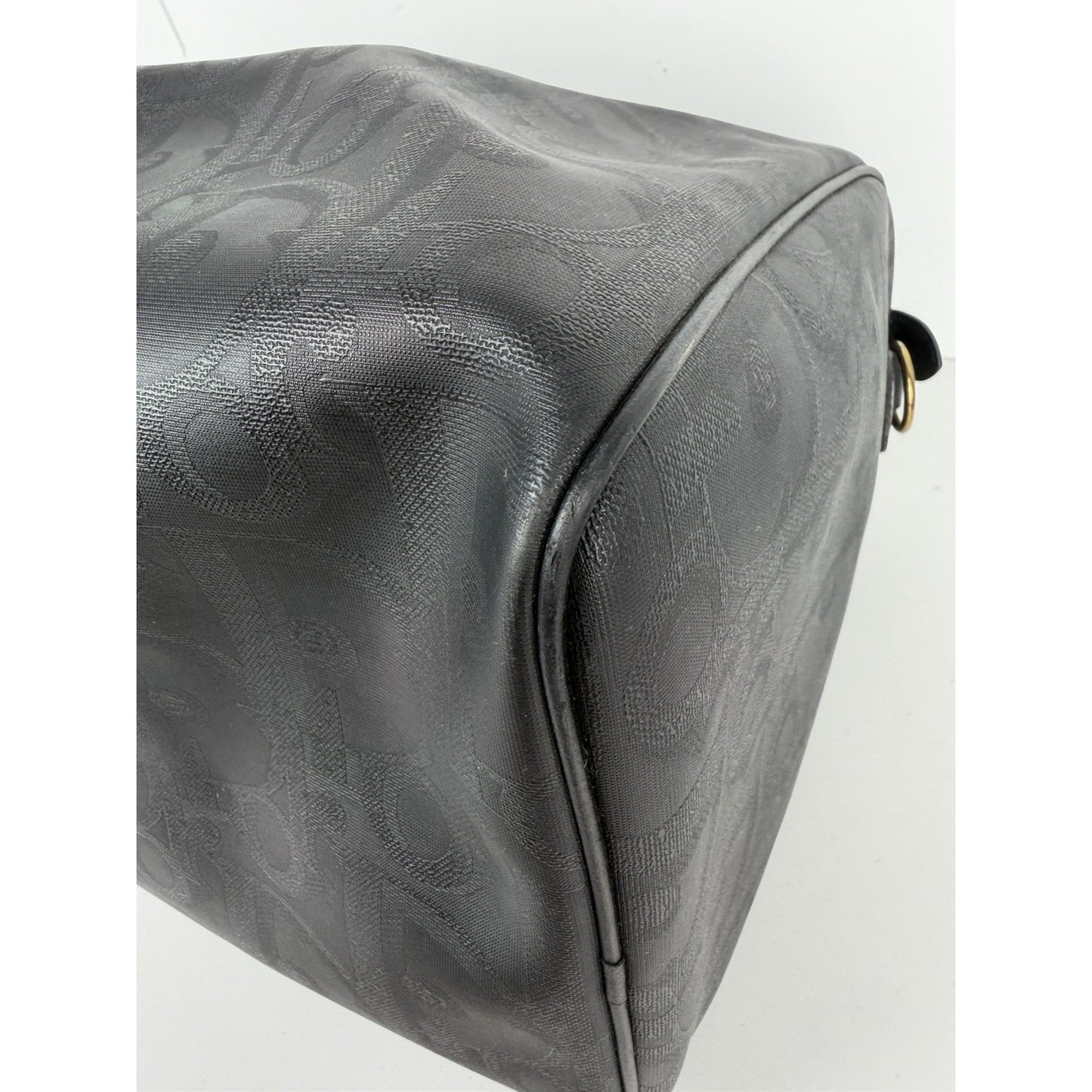 Christian Dior Trotter Boston Travel Duffel Bag Vintage in Black Leather S