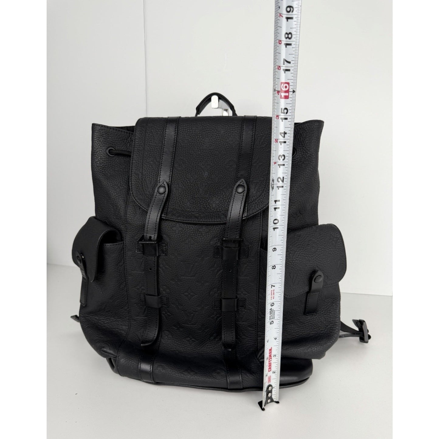 Louis Vuitton Christopher PM Backpack Black Embossed LV Monogram Leather NFC E-4