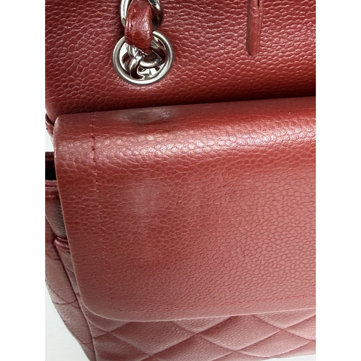 Chanel Jumbo Classic Flap Bag in Deep Red Caviar Quilted Leather 2013-2014 D1