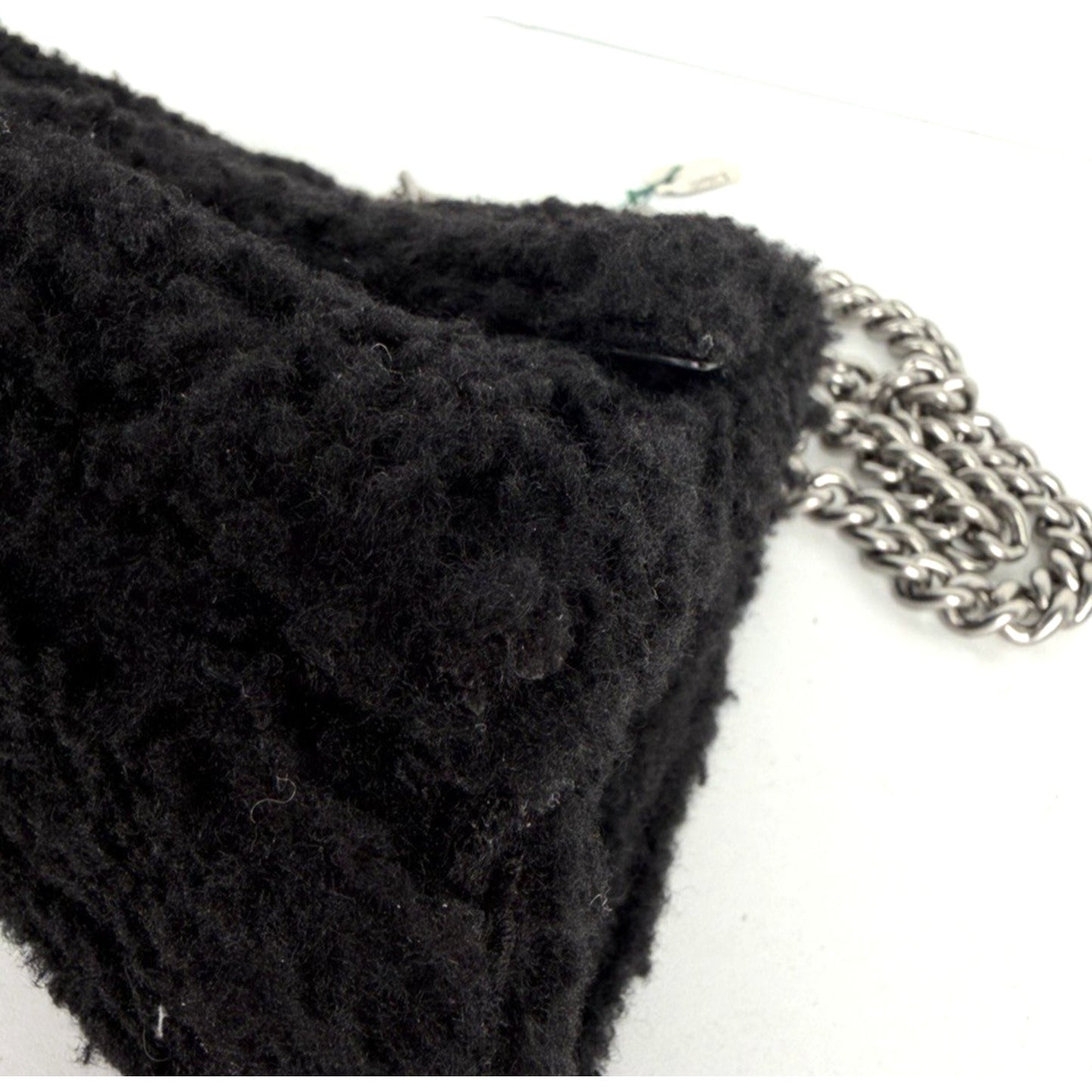 Balenciaga Crush Small Chain Bag in Black Curly Fake Shearling E6