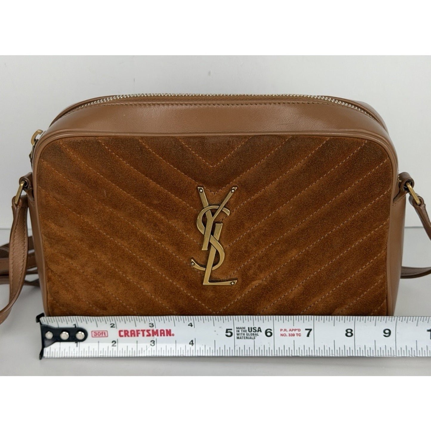 Saint Laurent Lou Camera Bag Medium Matelasse in Brown Suede and Leather S