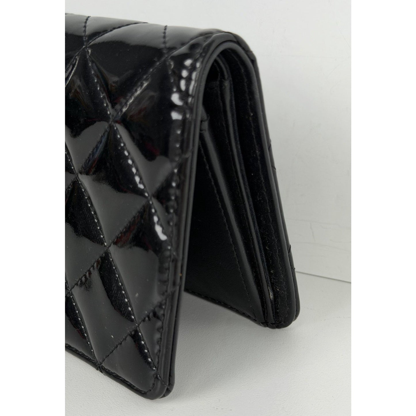 Chanel Brilliant Yen Wallet in Black Quilted Patent Leather & Sleek 2012 K2