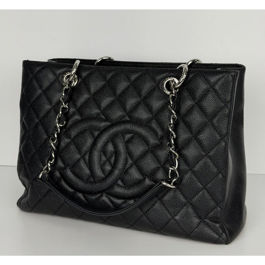 Chanel Grand Shopping Tote (GST) Bag in Black Caviar Leather C6