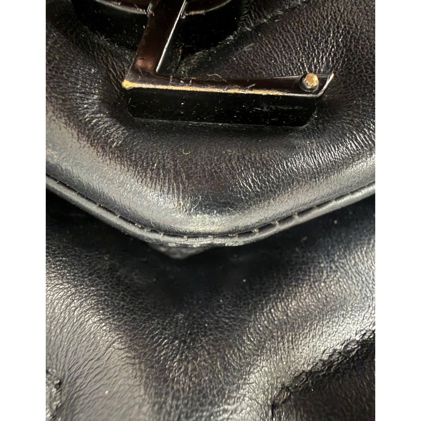 Saint Laurent Loulou Shoulder Bag Medium in Black Quilted Chevron Leather B-1