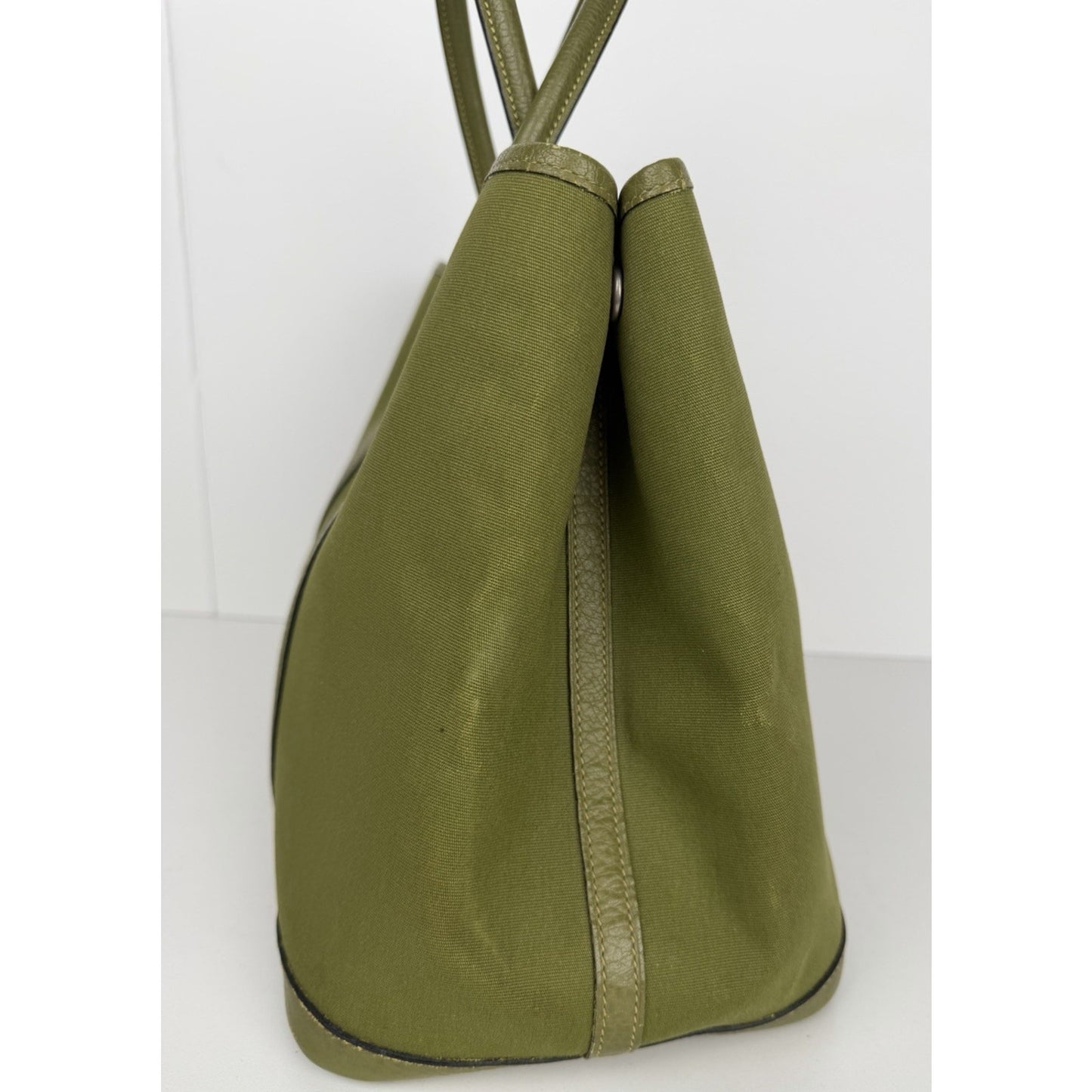 Hermes Garden Party 36 PM Tote Bag Olive Green Canvas and Leather 2006 C1