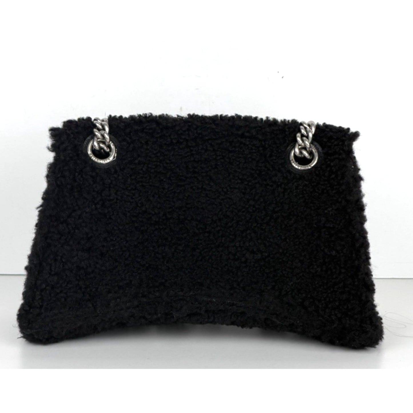 Balenciaga Crush Small Chain Bag in Black Curly Fake Shearling E6
