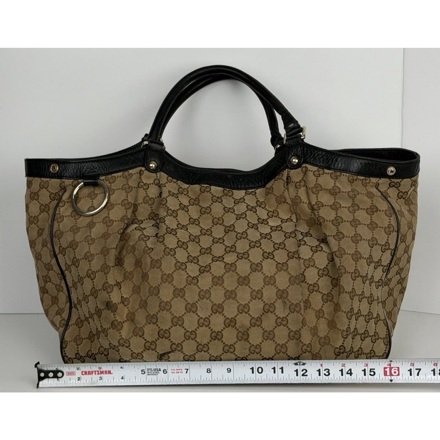 Gucci Sukey Tote Bag Large GG Beige Monogram Canvas and Leather S