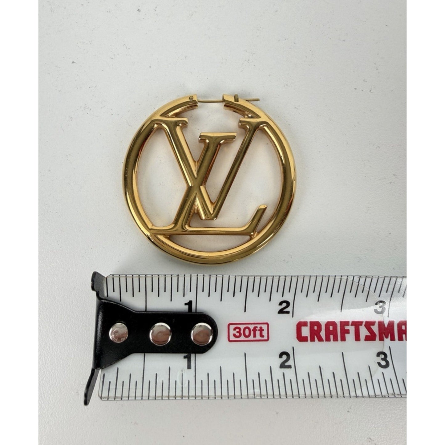 Louis Vuitton Louise Hoop LV Logo Earrings in Gold Color GM