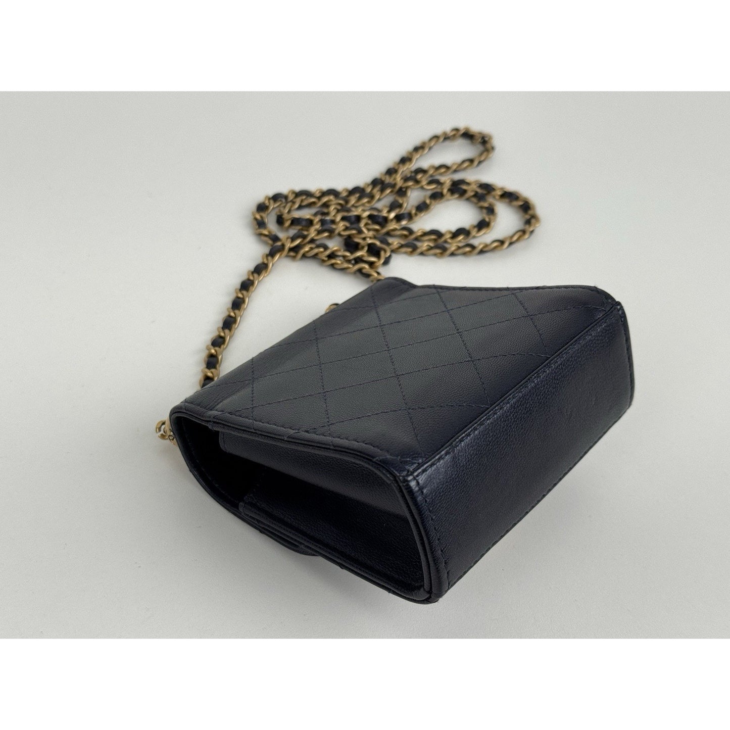 Chanel Mini Flap Navy Blue Metallic Lambskin with Pearl Hardware (2019) D-6