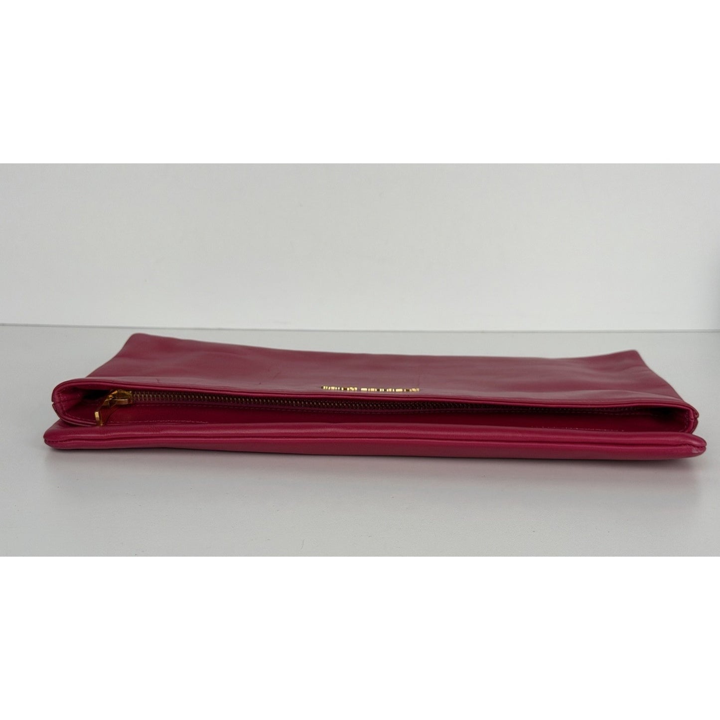 Saint Laurent Pouch Folding Flap Clutch Bag in Fuchsia Leather S13