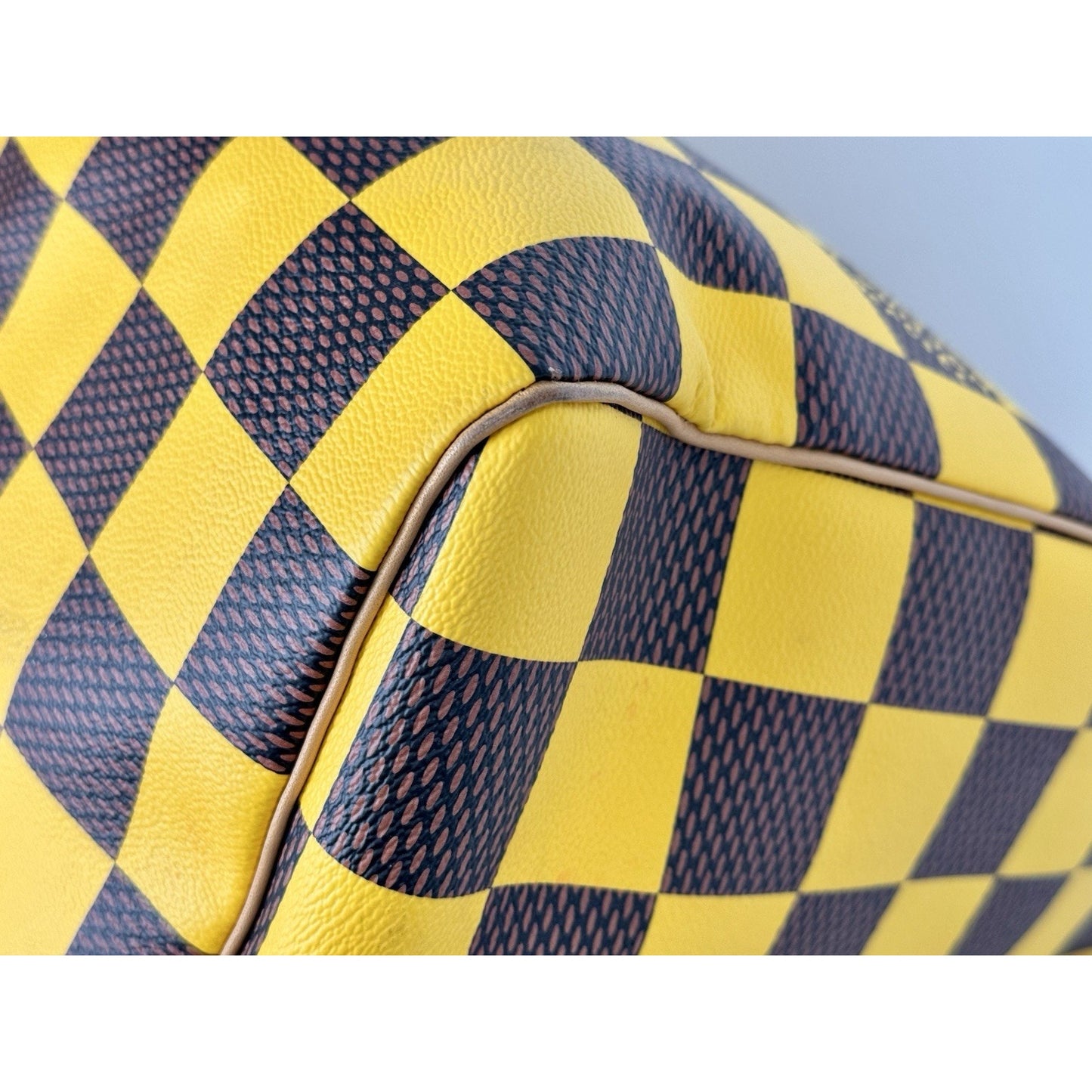Louis Vuitton Speedy 55 Bandouliere Damier Pop Yellow and Brown Canvas