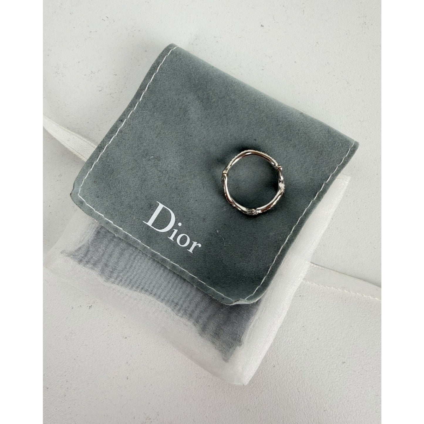 Dior Bois de Rose Ring with Diamonds in 18k White Gold Size 5.5