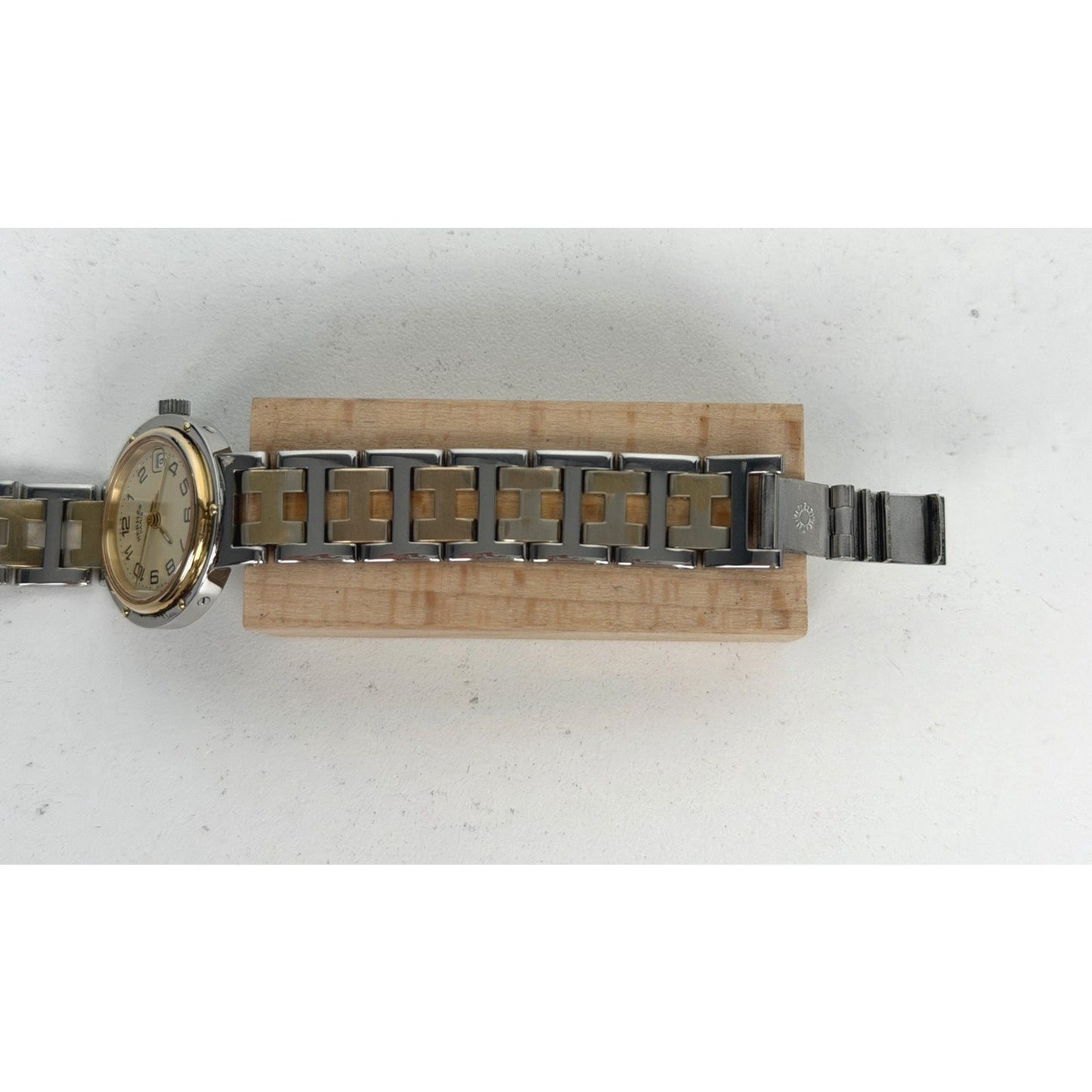 Hermes Two-Tone Stainless Steel Clipper Classique PM Watch with Yellow Dial