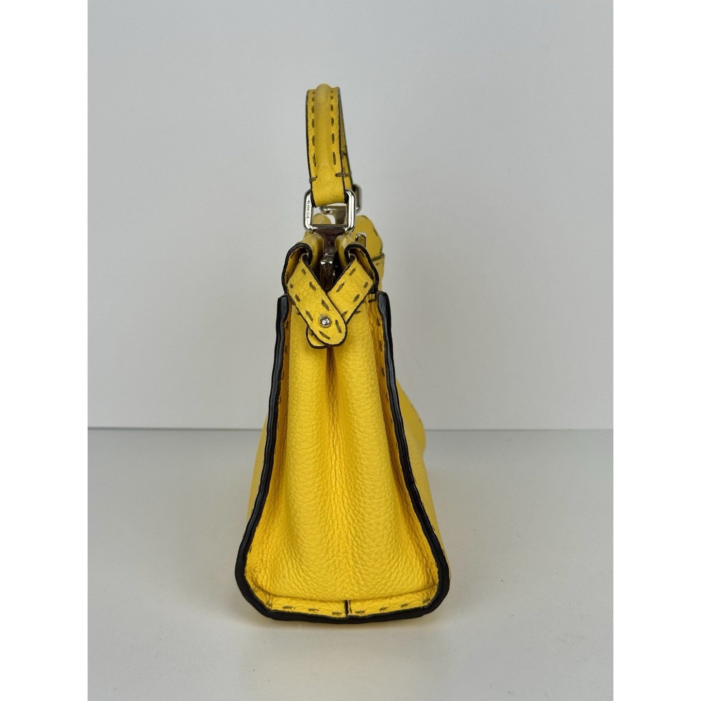 Fendi Peekaboo Mini Bag Yellow Leather Silver Hardware B-9