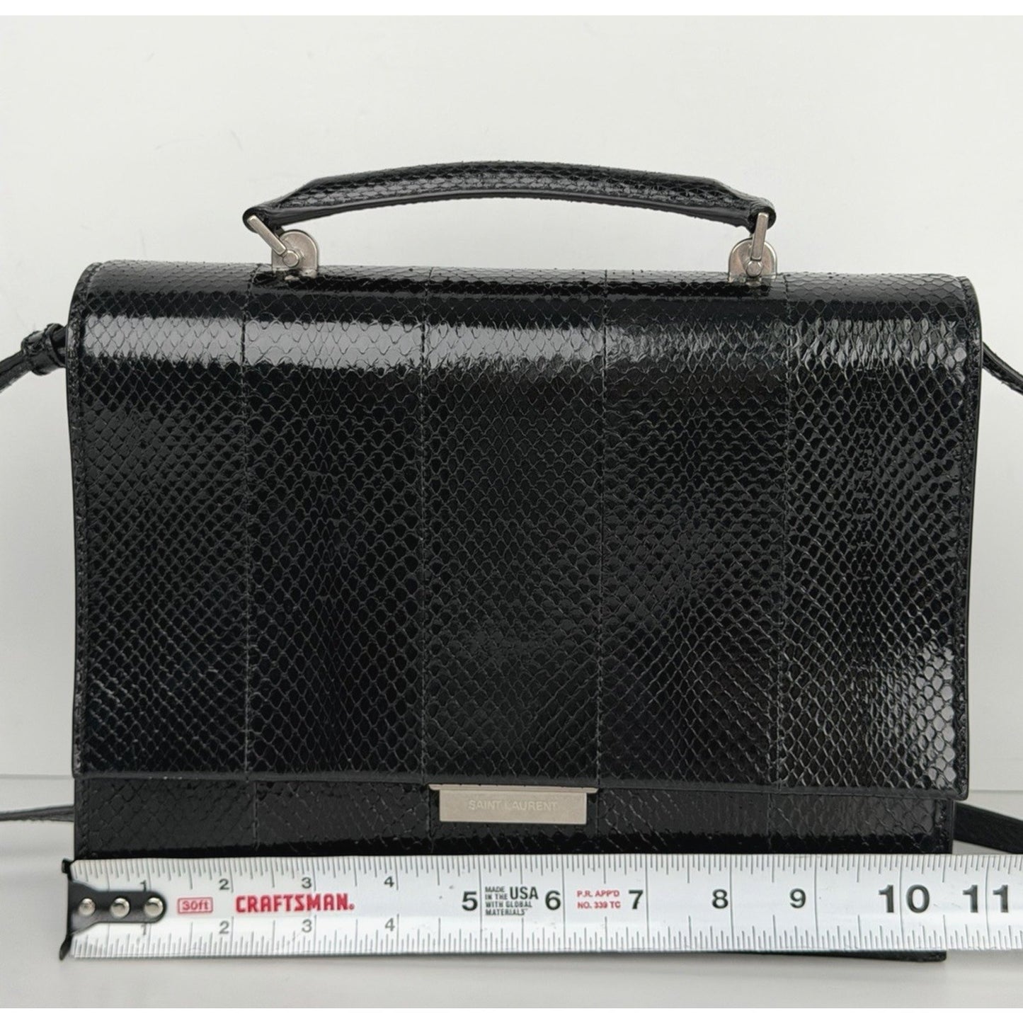 Saint Laurent Babylone Shoulder Bag Medium Black Leather with Silver Hardware S
