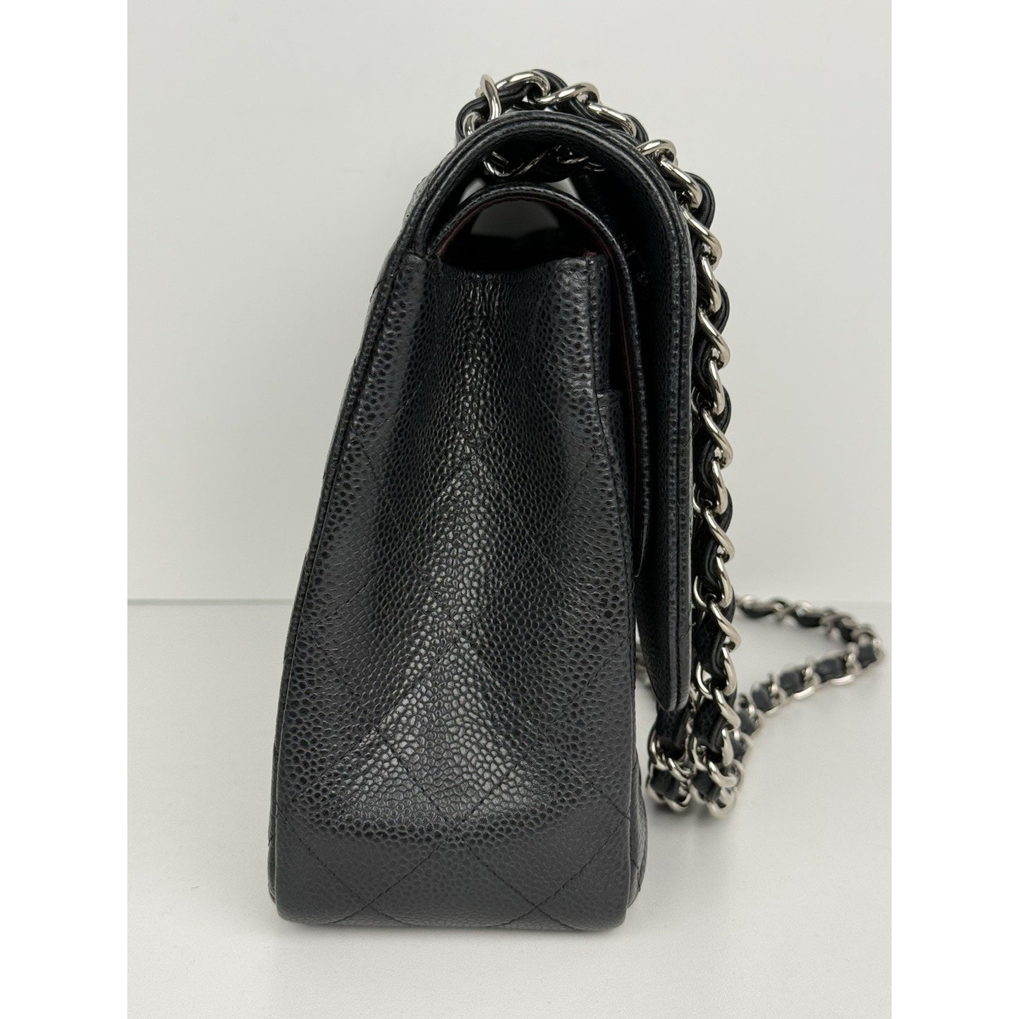 Chanel Classic Caviar Jumbo Double Flap Bag Black with Silver Hardware B-2