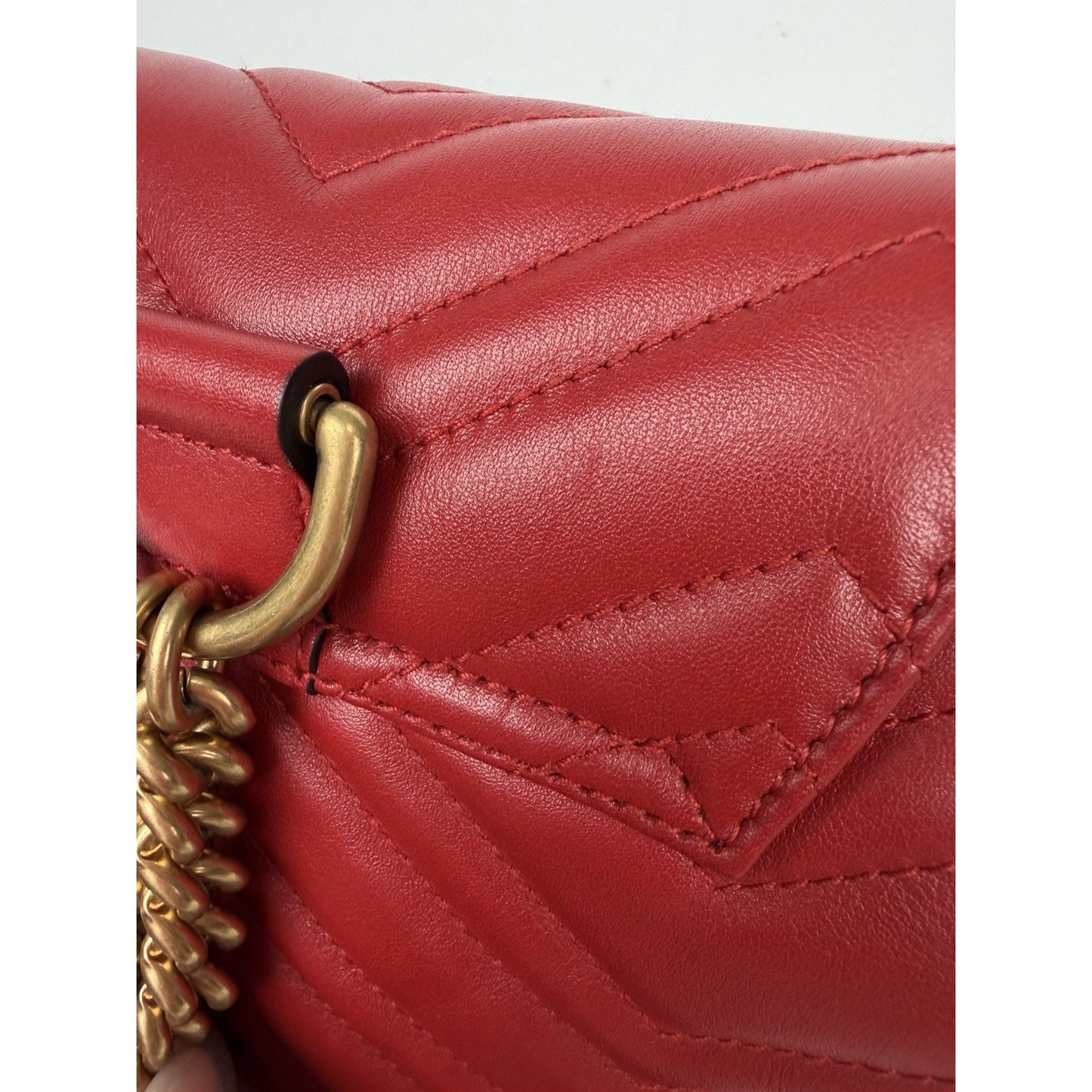 Gucci Marmont Drawstring Mini Backpack Matelasse Leather Red
