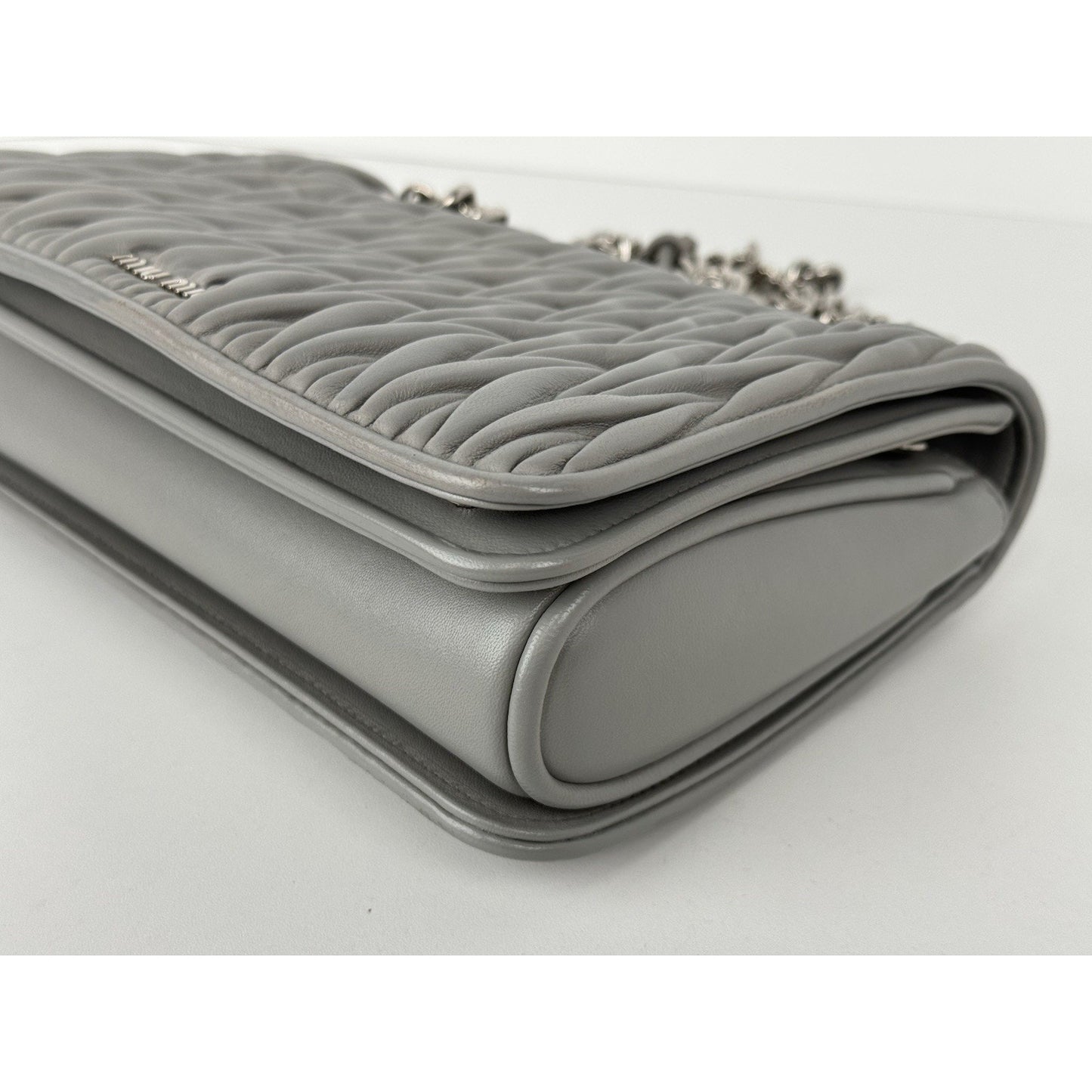 Miu Miu Nappa Matelassé Flap Crossbody Bag Grey B-6