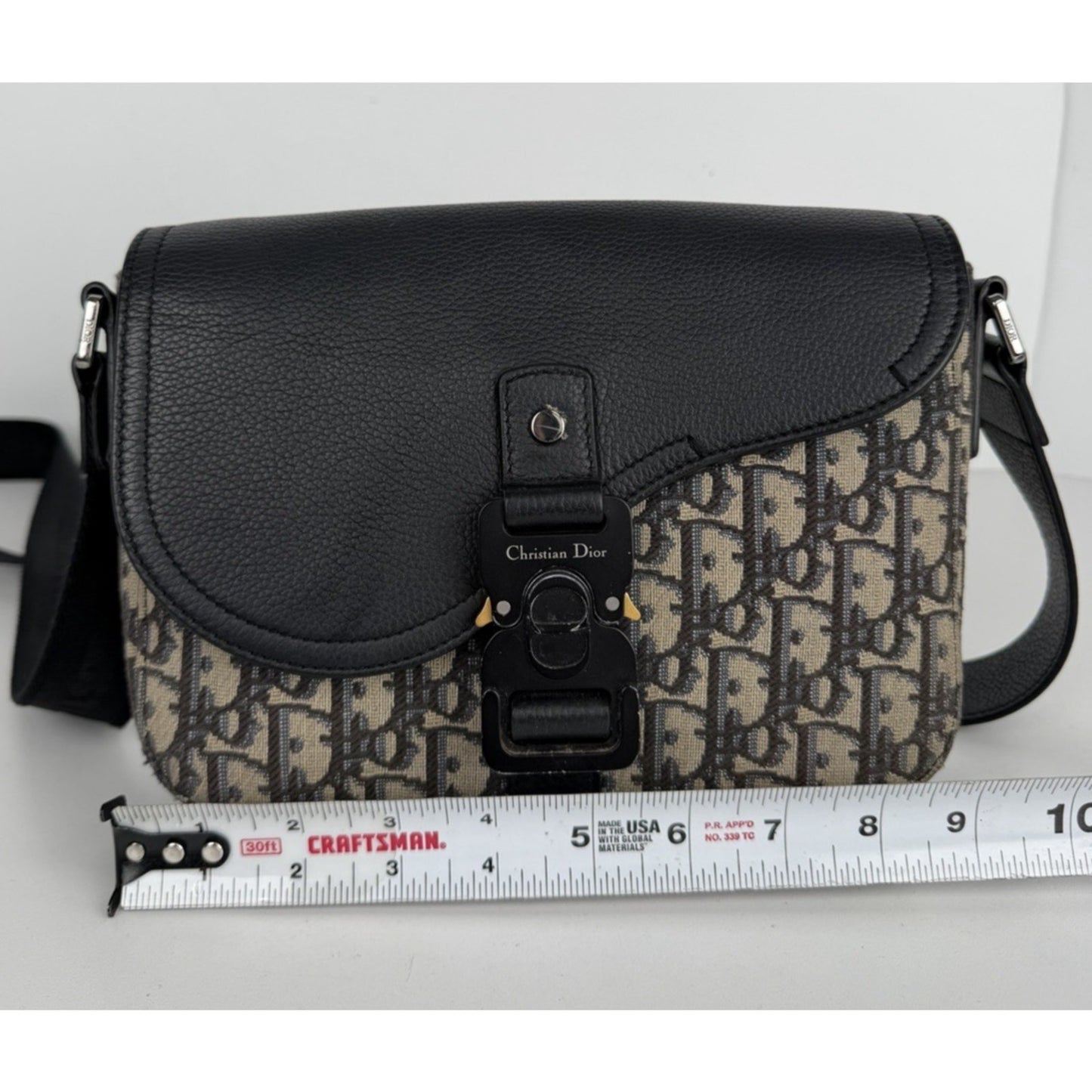 Christian Dior Small Saddle Messenger Bag Beige Dior Oblique Jacquard Canvas D4