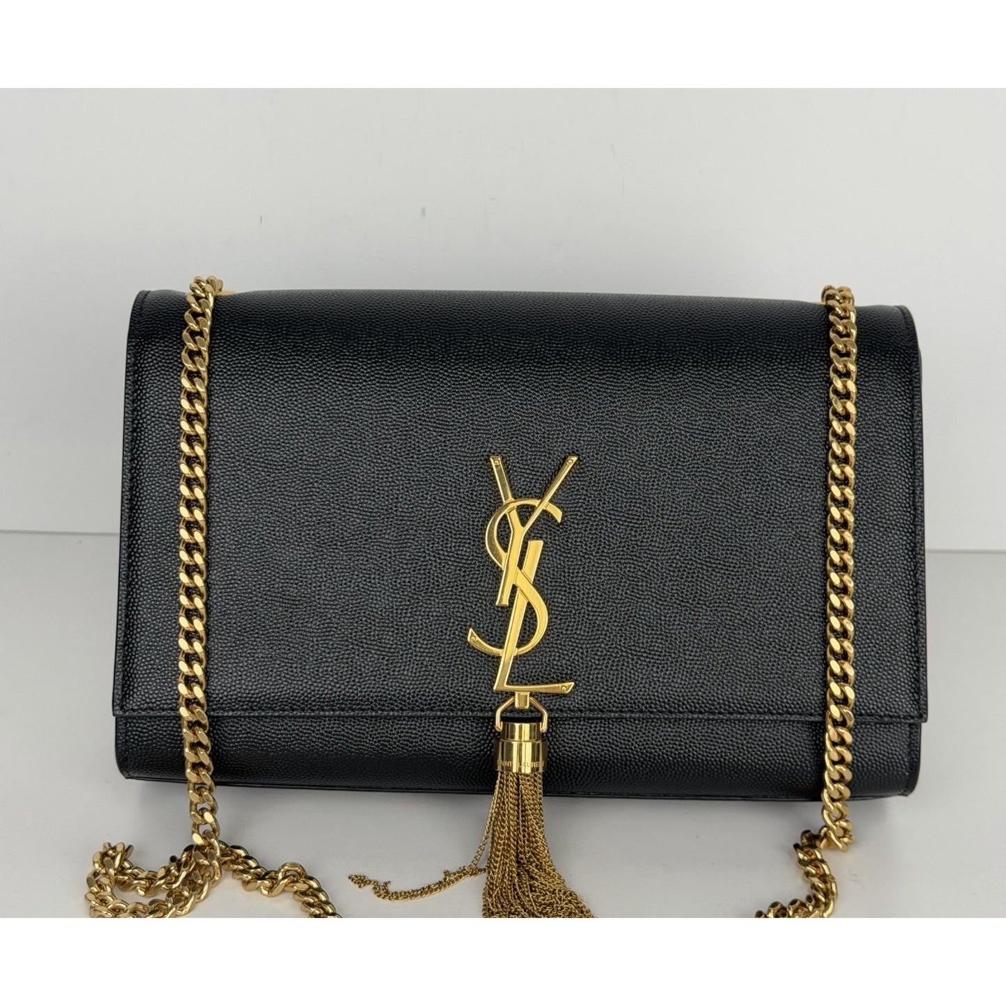 Saint Laurent Medium Kate Tassel Shoulder Bag in Black Calfskin Leather D9