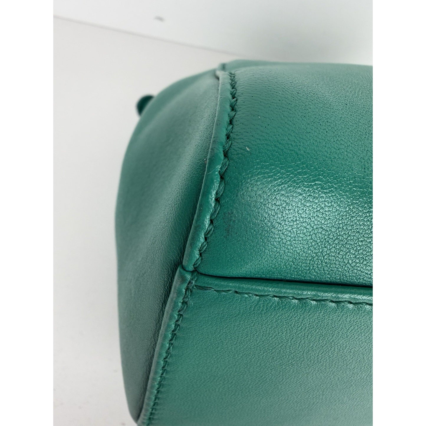 Fendi Peekaboo Handbag Mini in Emerald Green Leather & Gold Hardware S-07