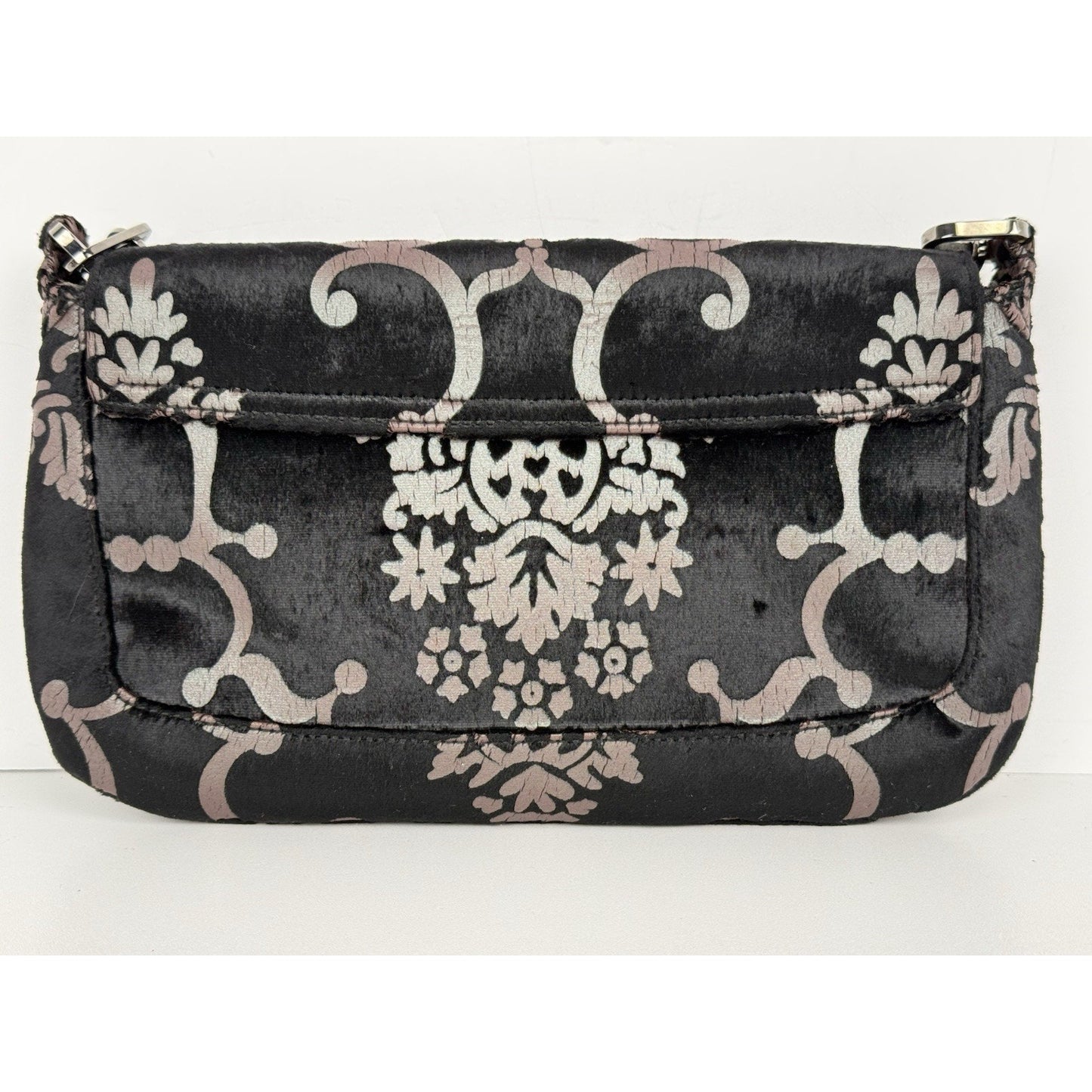 Gucci Vintage Velvet Devore Chain Black Shoulder Bag