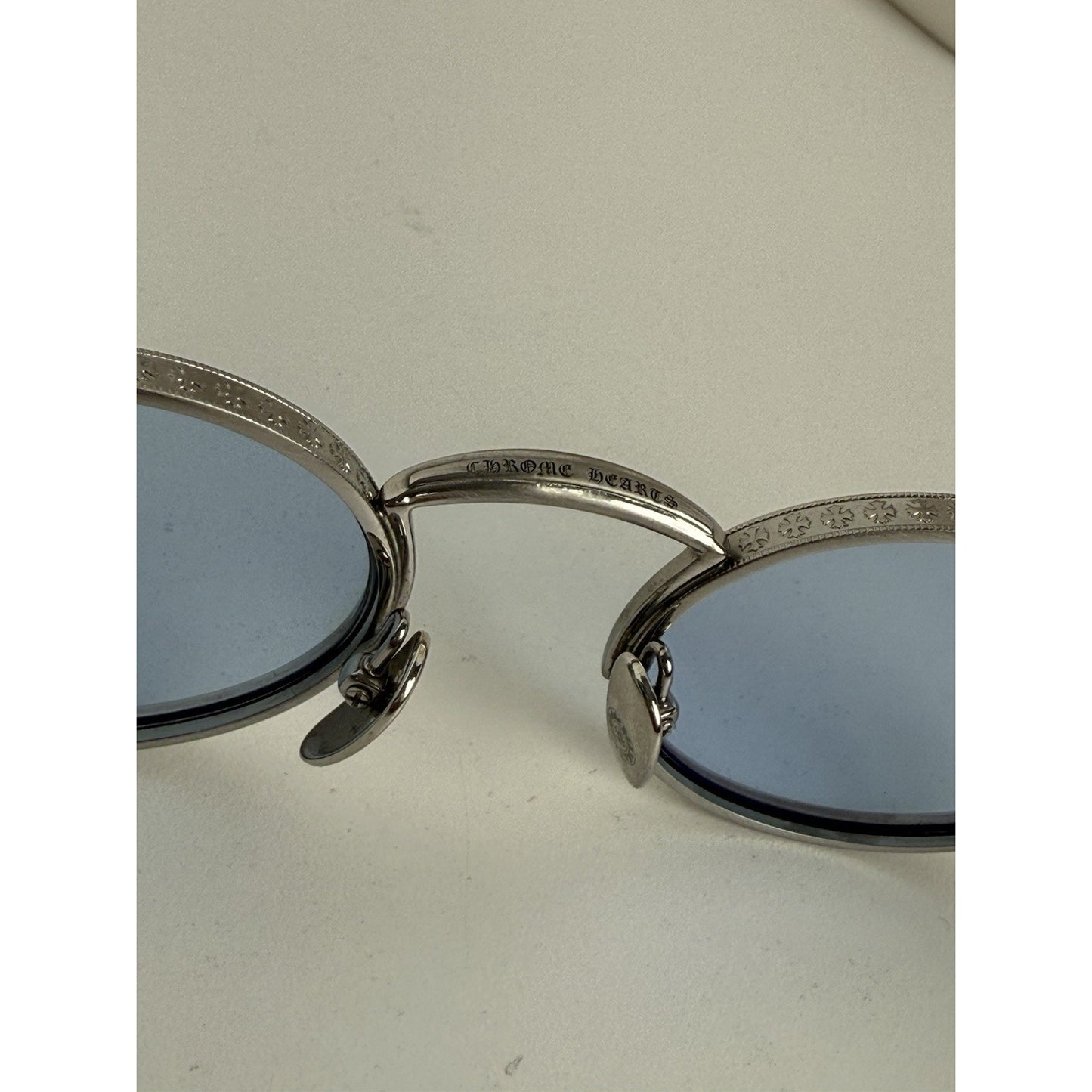 CHROME HEARTS Honey Dipped Sterling Silver Oval Blue Sunglasses