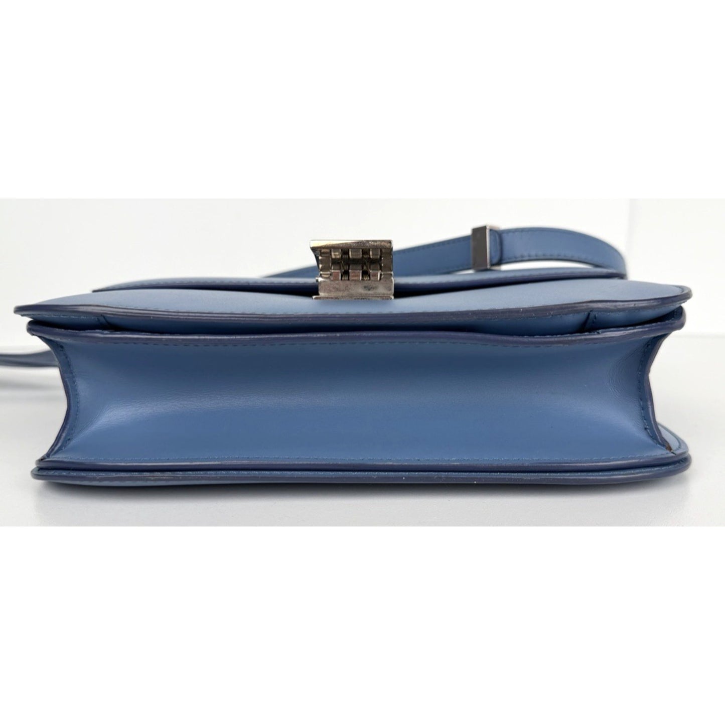 Celine Classic Box Flap Medium Bag in Blue Liege Calfskin Leather S