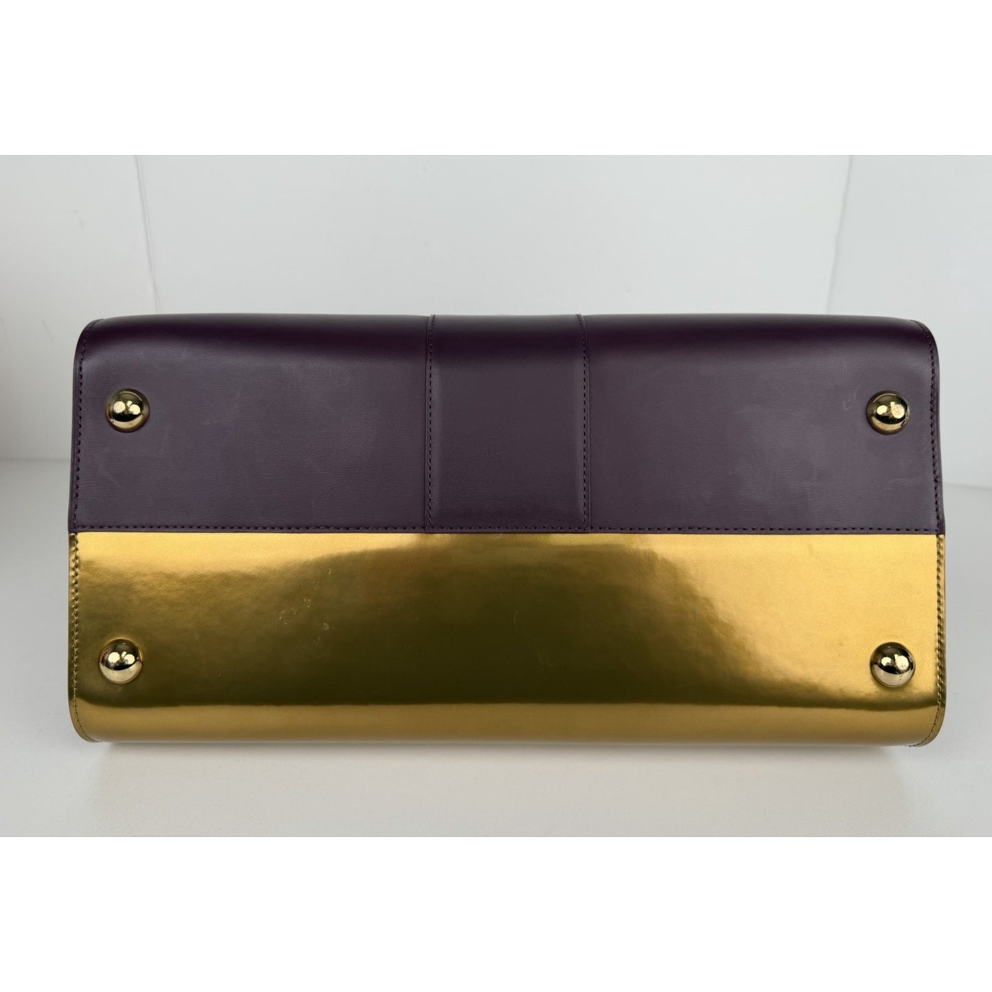 Delvaux Brillant Top Handle Bag GM in Deep Purple & Gold Leather B-6