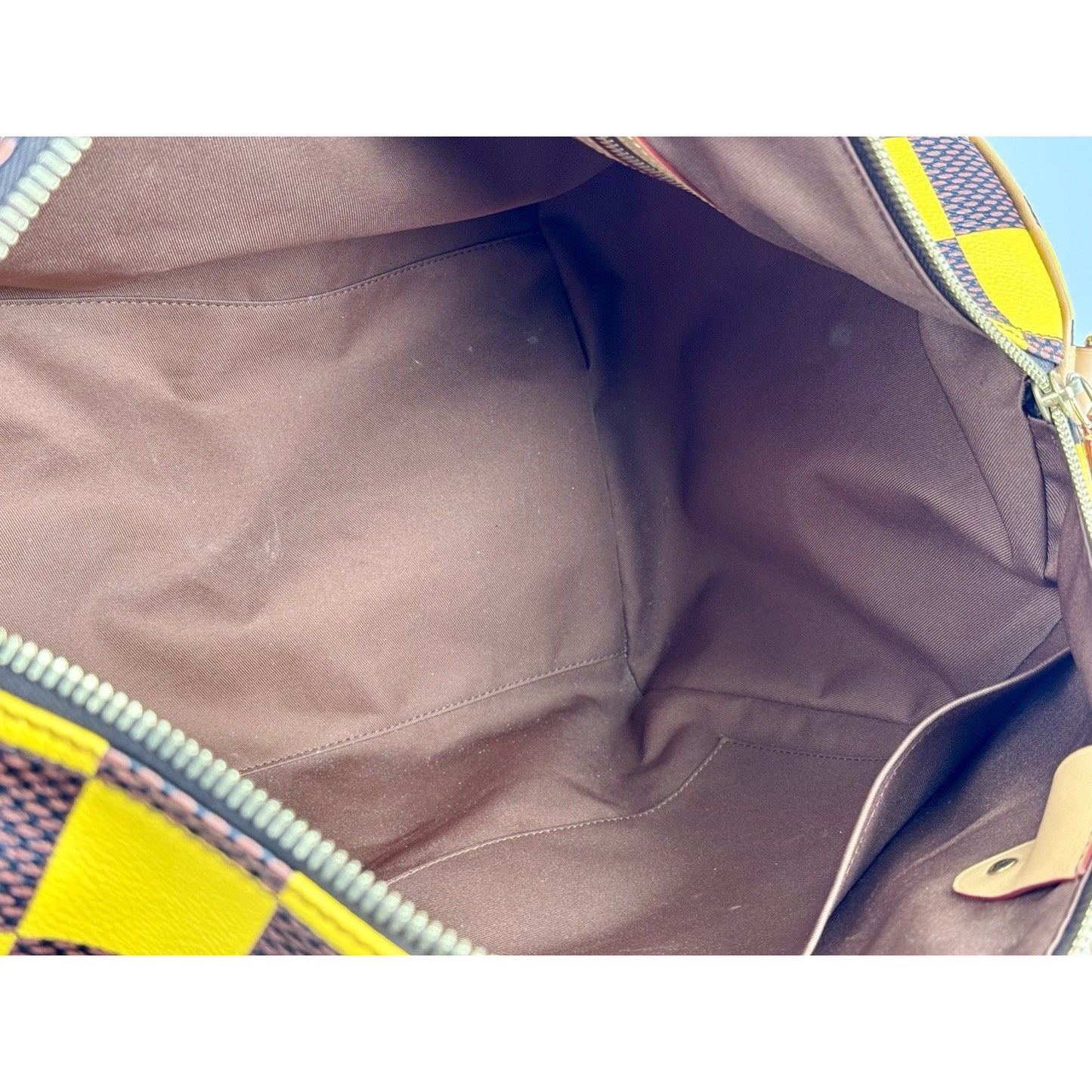 Louis Vuitton Speedy 55 Bandouliere Damier Pop Yellow and Brown Canvas