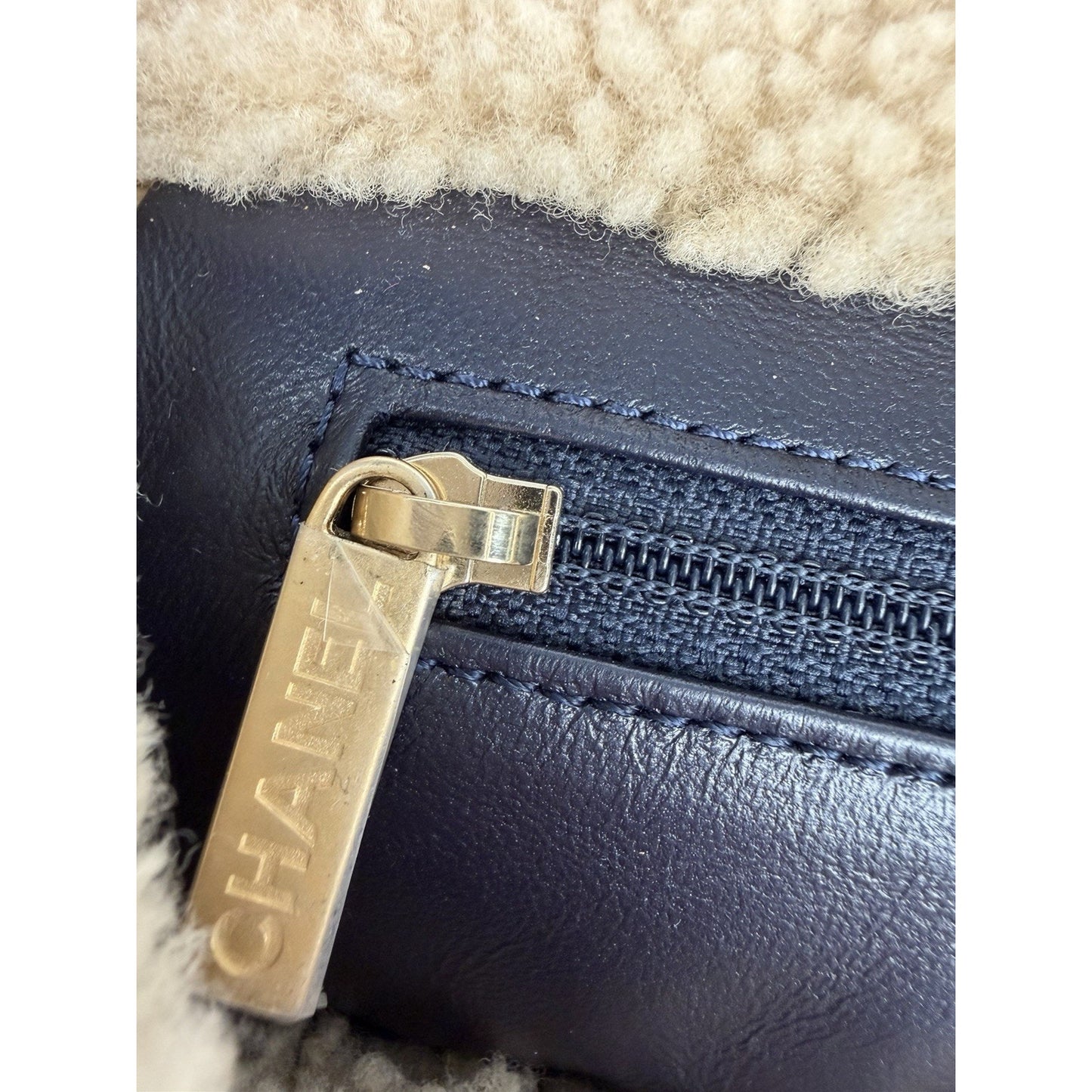 Chanel 19 Flap Bag Medium in Black Shiny Crumpled Calfskin and Shearling NFC